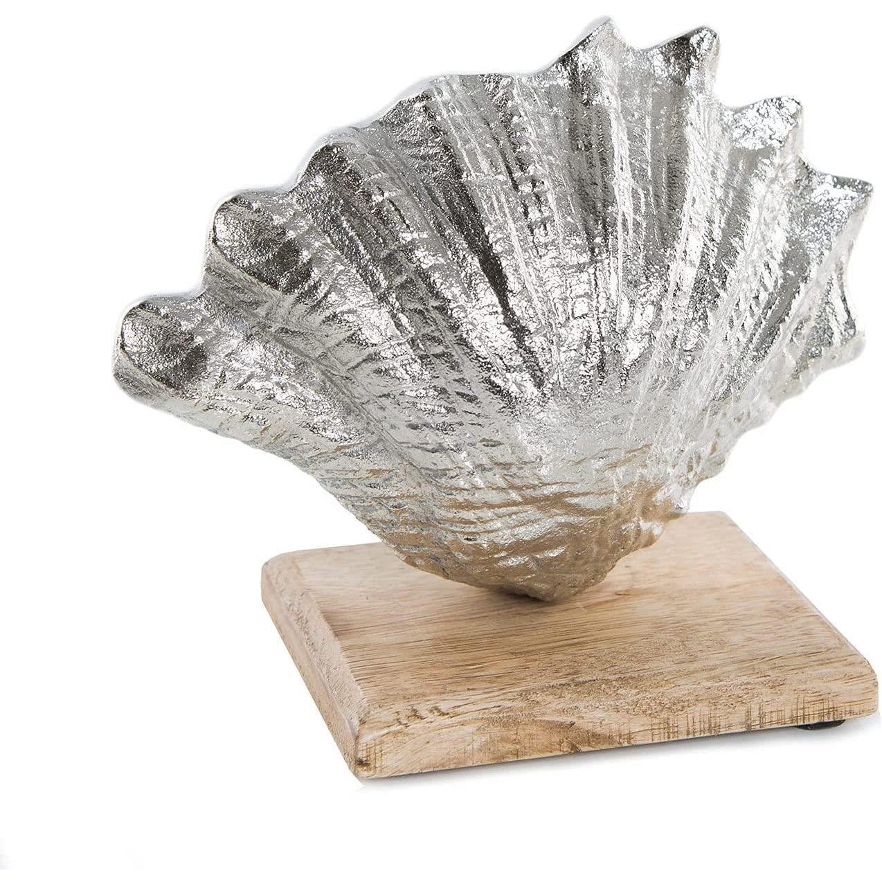 Logbuch-Verlag Dekofigur Deko Muschel aus Metall und Holz - Dekofigur Badez günstig online kaufen