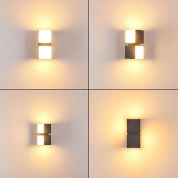 hofstein Außen-Wandleuchte »Gobbi« LED Außenwandlampe aus Aluguss in Anthrazit/Weiß, 3000 Kelvin, 1000 Lumen, verstellbare m. Lichteffekt, IP44