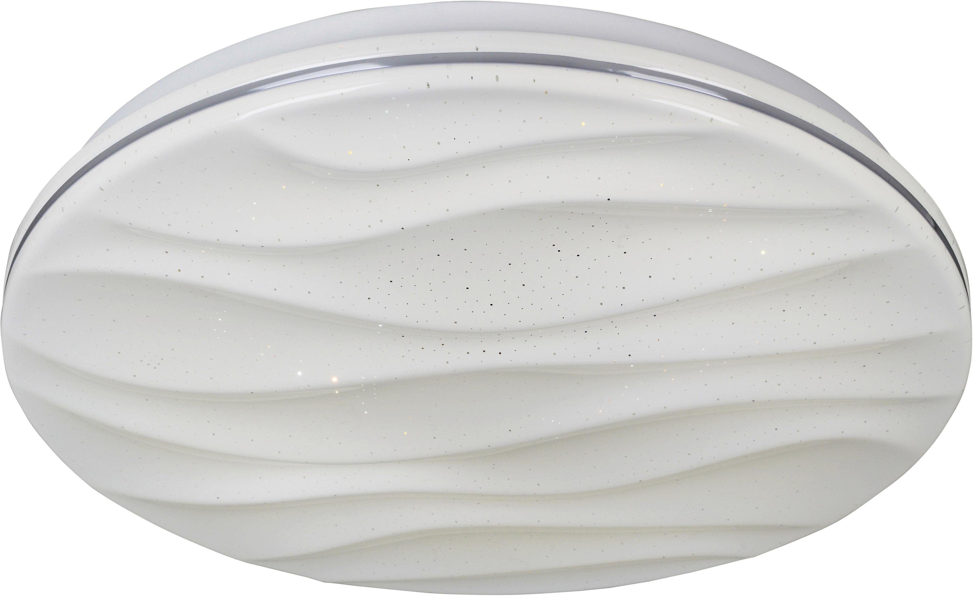 näve LED Deckenleuchte Austin, Dimmfunktion, LED fest integriert, Kaltweiß, Neutralweiß, Warmweiß, CCT, Nachlichtfunktion, Kristalleffekt, Timer, dimmbar, incl. Fernb.