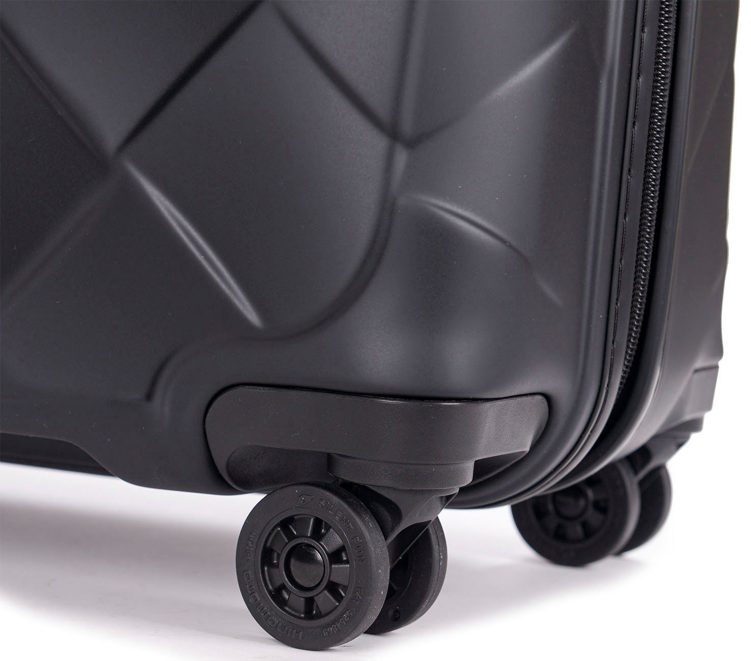 Hartschalen-Trolley matt black, NFC-Chip mit Rollen, Leather&More 4 M, Stratic