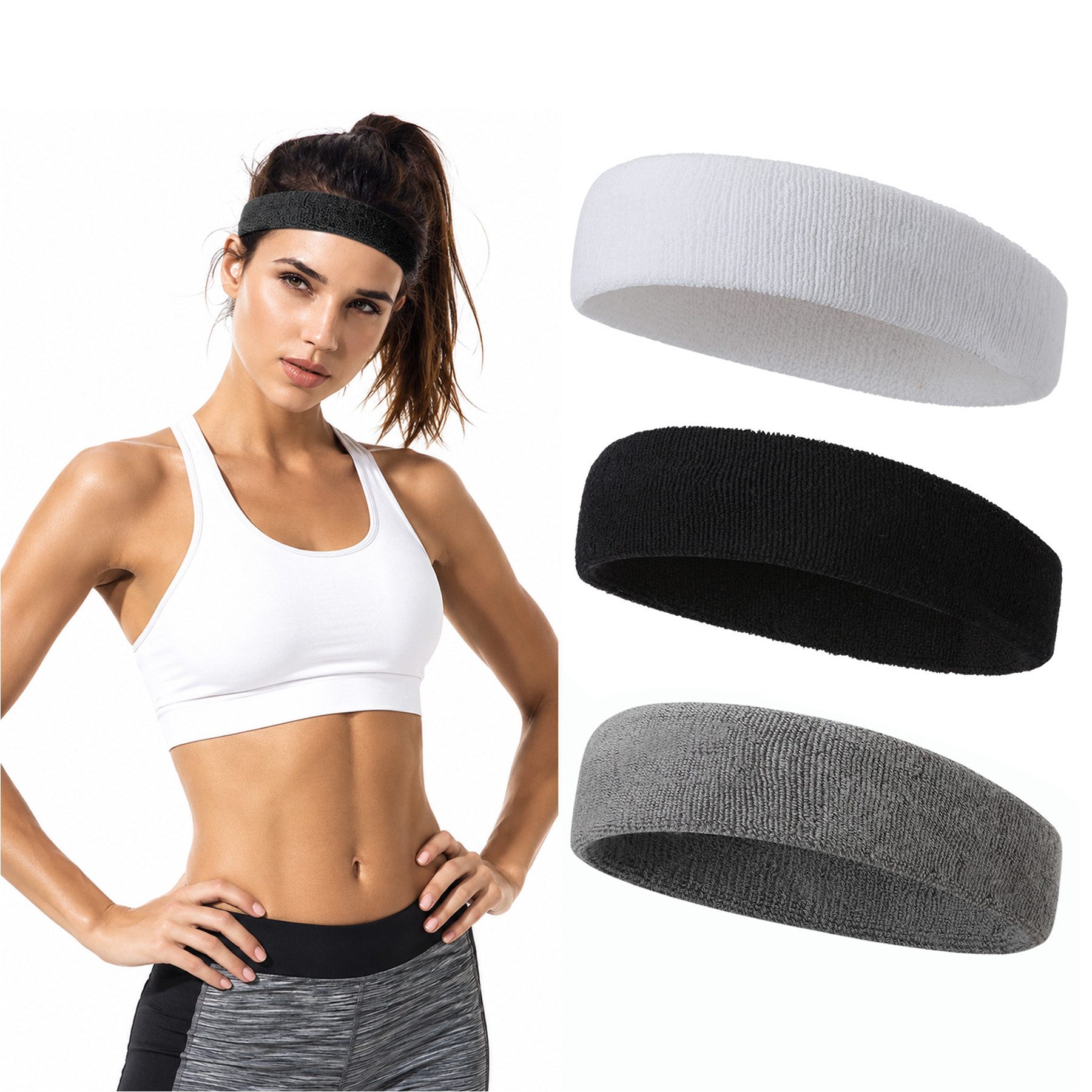 Mutig Schweißband 3 STÜCKE Schweißband Stirnband Männer & Frauen Sport Schweißband, Kopfband Sport für Fitness Fußball Tennis Gymnastik Basketball