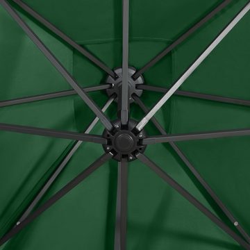 vidaXL Sonnenschirm Ampelschirm mit Mast und LED-Leuchten Grün 300 cm