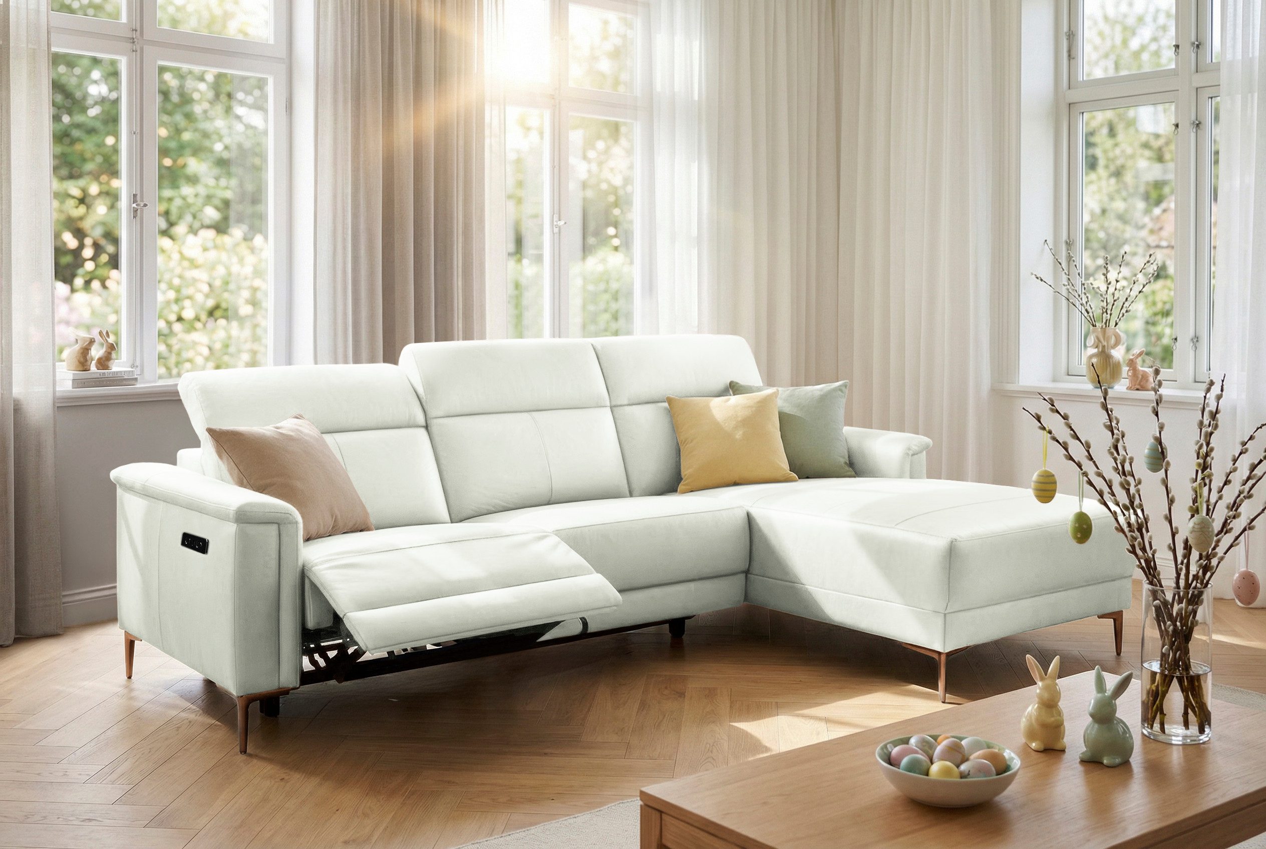 OTTO home Ecksofa LUND, L-Form, 261cm, man. o. elektr. Relaxfunktion (mit USB-A), und Kopfteilverstellung
