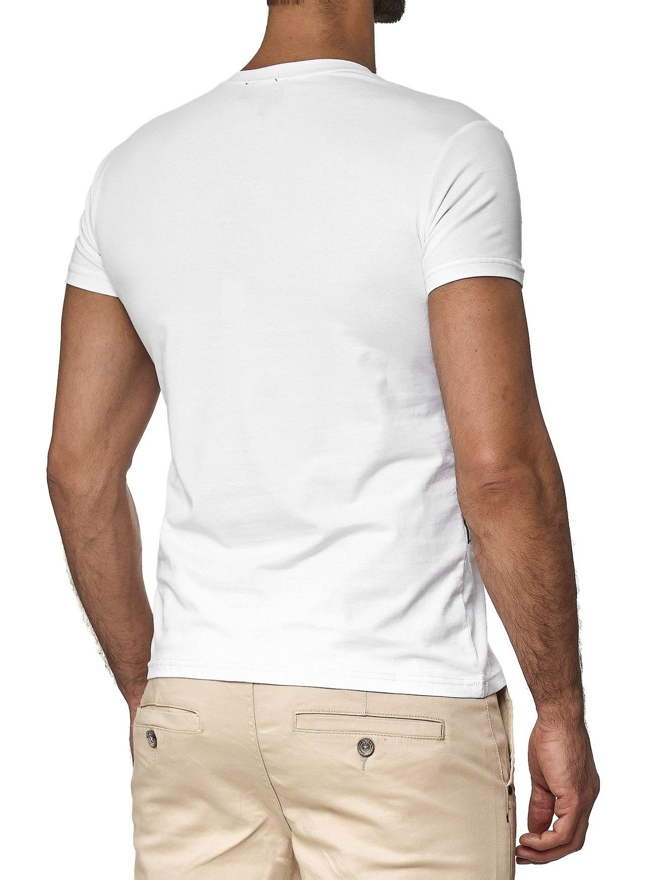 Rundhals 3117 T-Shirt (1-tlg) Weiß Egomaxx T-Shirt Oberteil in
