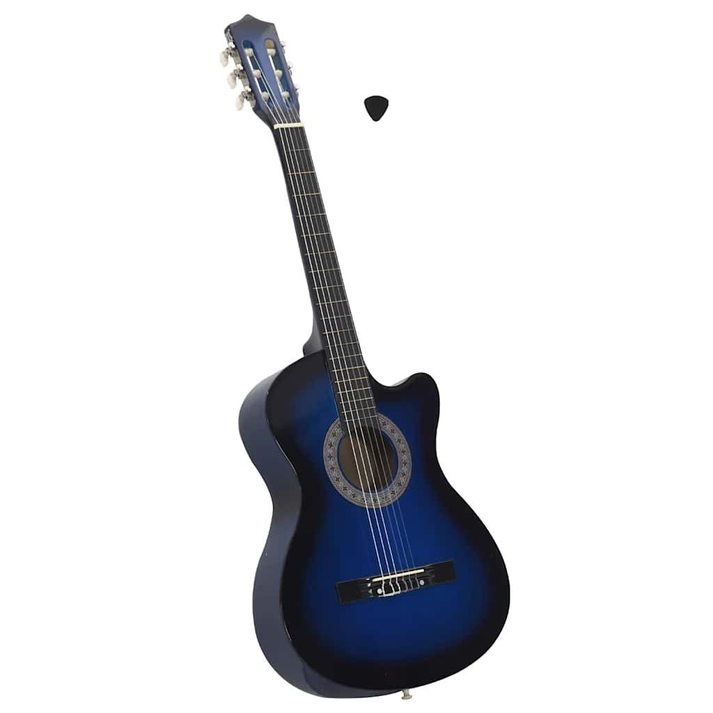 furnicato Akustikgitarre Westerngitarre Cutaway mit 6 Saiten Blau-Schattiert 38"