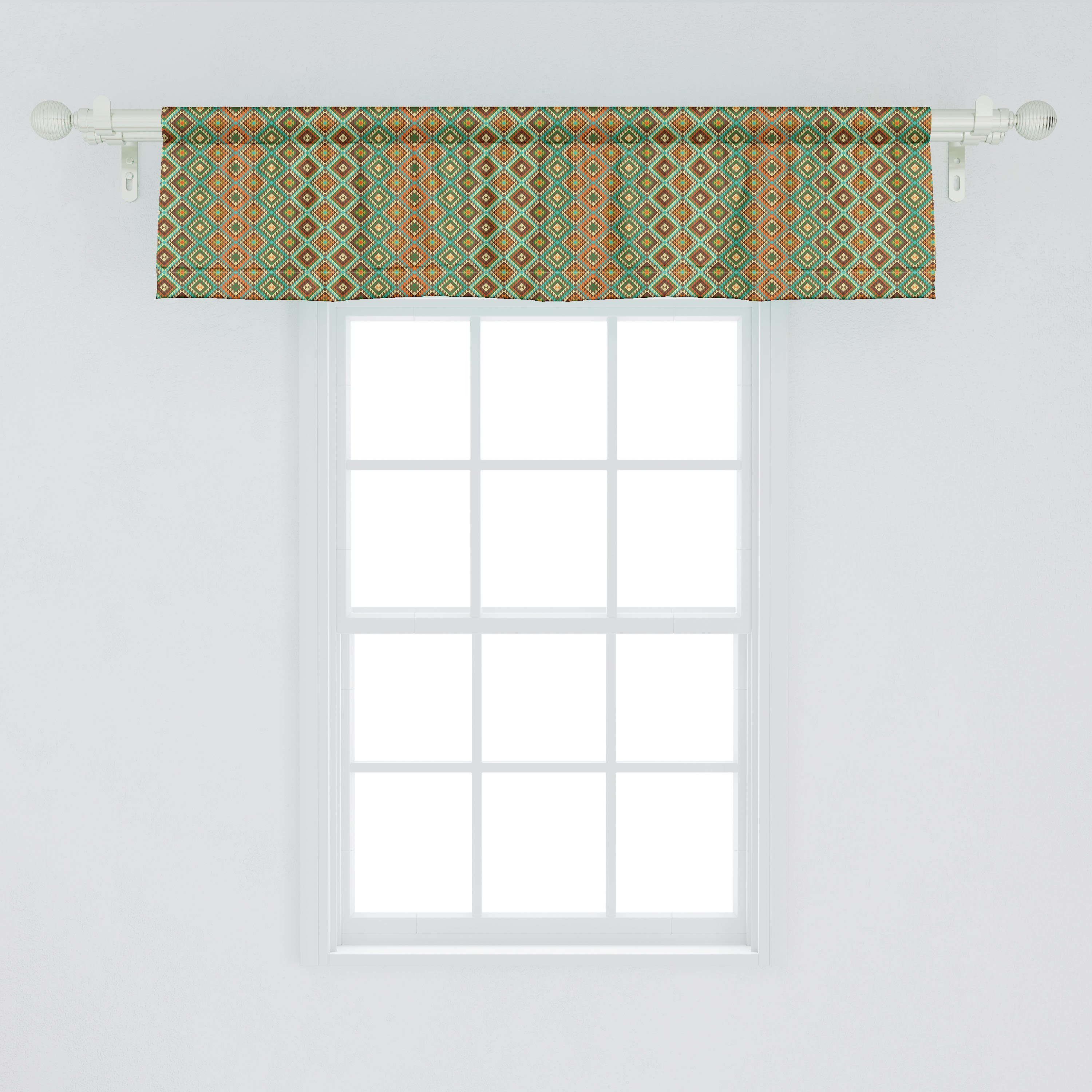 Ethnisch Vorhang Microfaser, mit Ethnic Küche Mosaik für Dekor Volant Folkloric Stangentasche, Scheibengardine Schlafzimmer Abakuhaus,