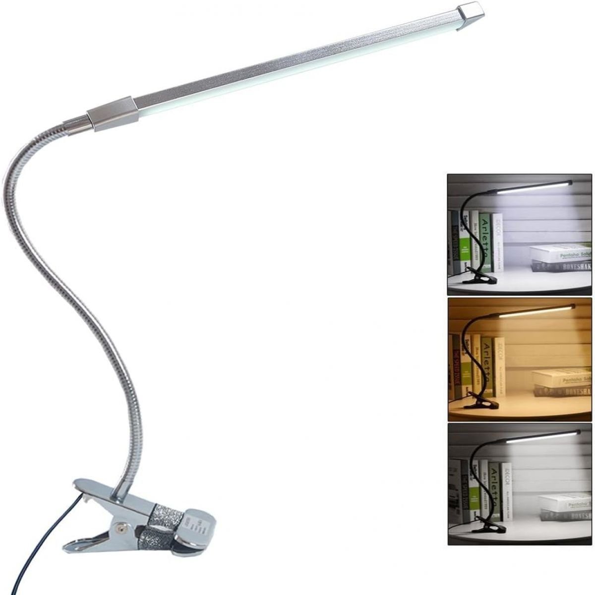 Jormftte Deckenleuchte Lampe LED, USB Leselampe Dimmbar,3 Farbwechsel, als Make Up Light Silber