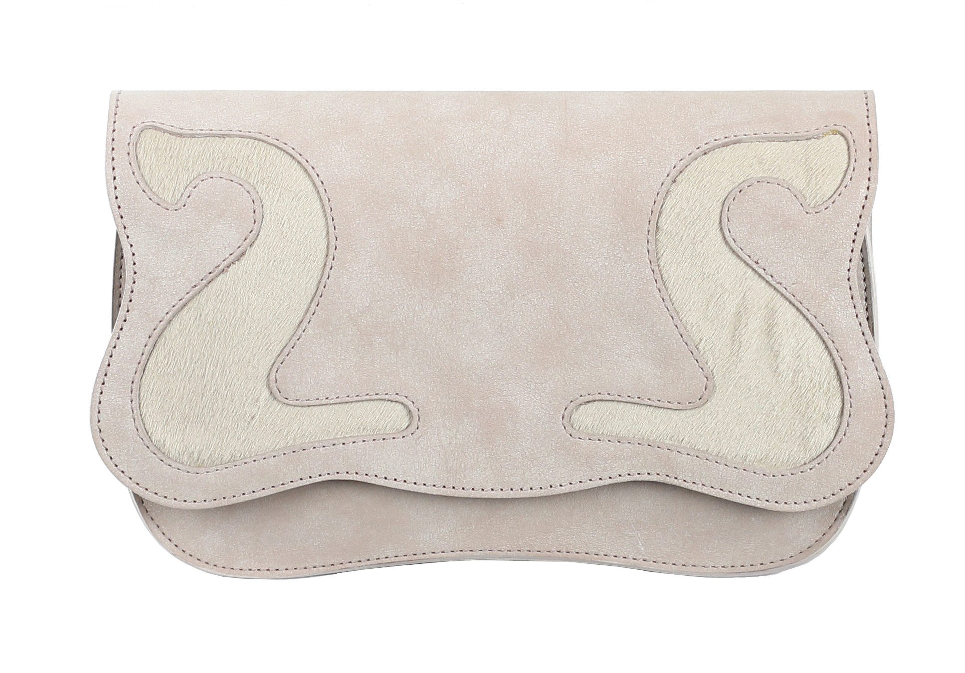Abendtasche GABRIELLA, TW5  Twin Ledertäschchen mit Kette, Clutch mit Fell