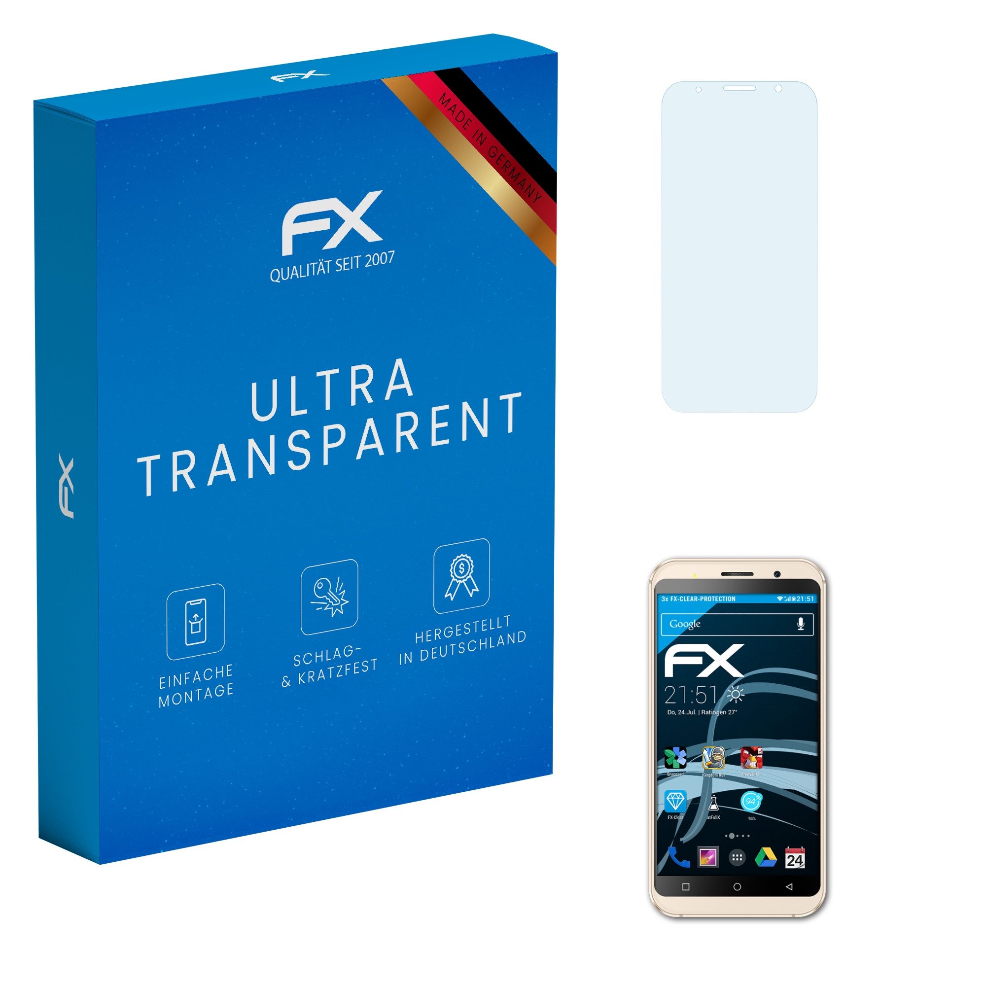 atFoliX Schutzfolie Displayschutz für Gooweel S8, (3 Folien), Ultraklar und hartbeschichtet