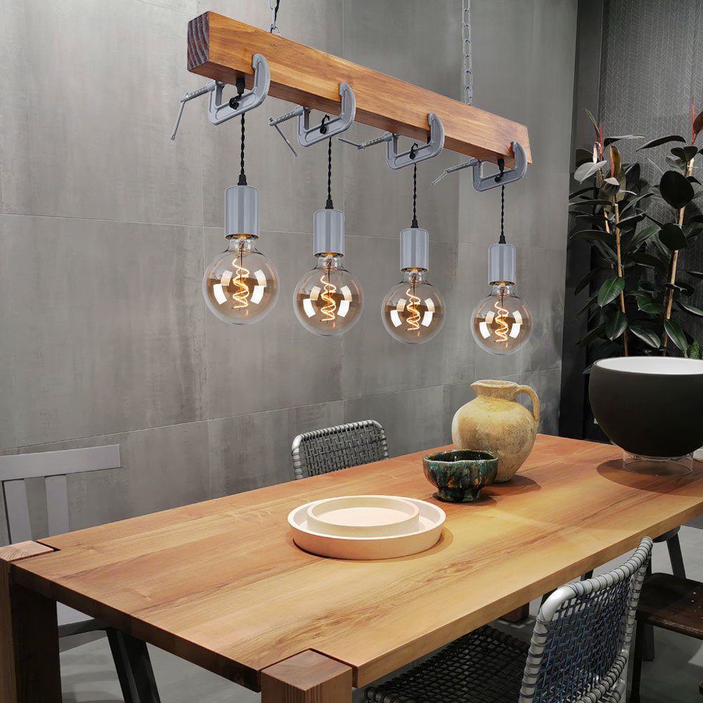etc-shop Hängeleuchte, Leuchtmittel nicht inklusive, Holz Hängeleuchte Küche Lampe hängend Esstisch