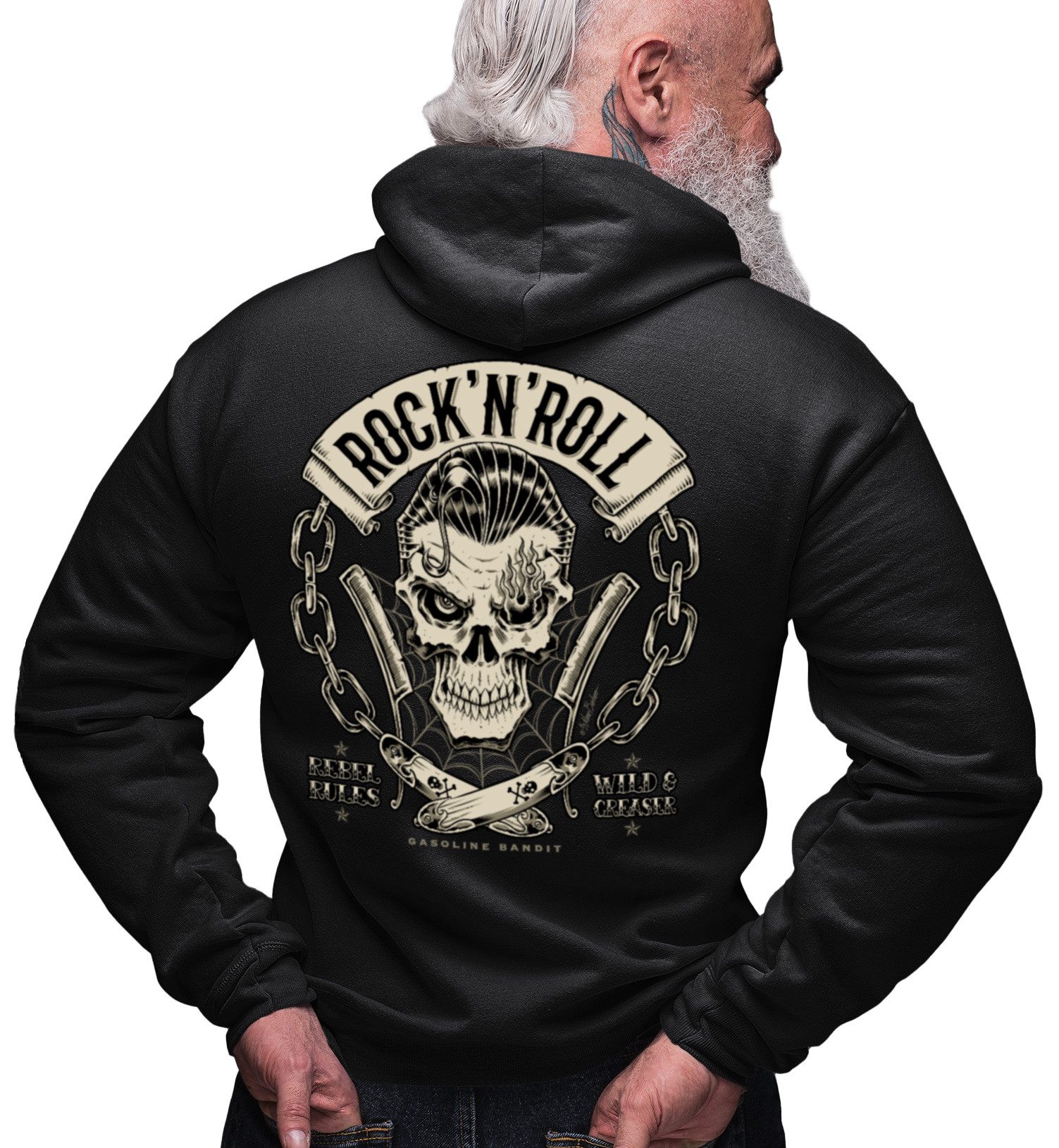 GASOLINE BANDIT® Kapuzensweatjacke Rock'n Roll Rebel Rules