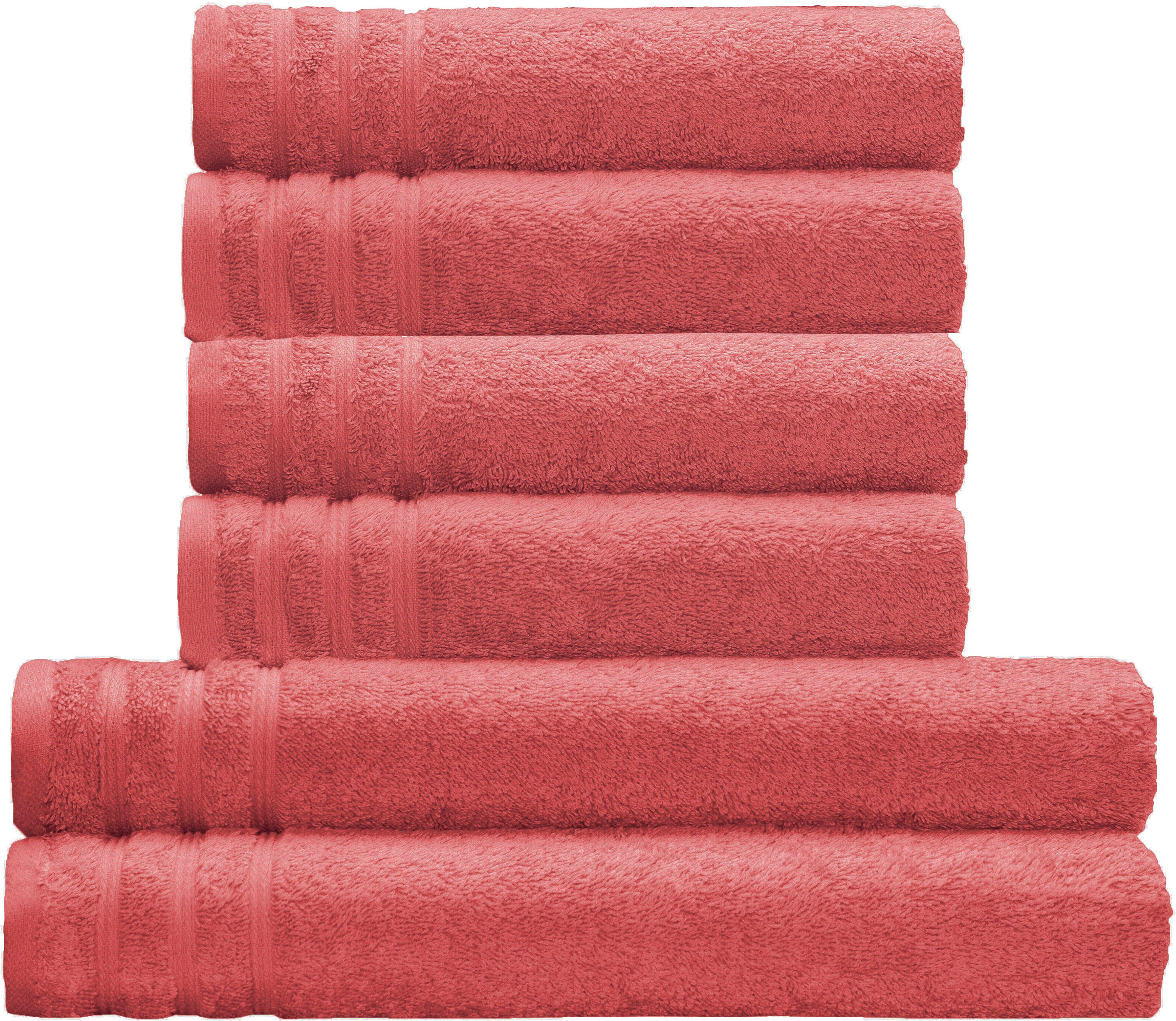 Kleine Wolke Handtuch Set Royal, 6 Stück (4 Handtücher 50/100 cm + 2 Duschtücher 70/140 cm), Frottier (Set, 6-St), Uni Farben, mit Bordüre, weich, in verschiedenen Sets erhältlich