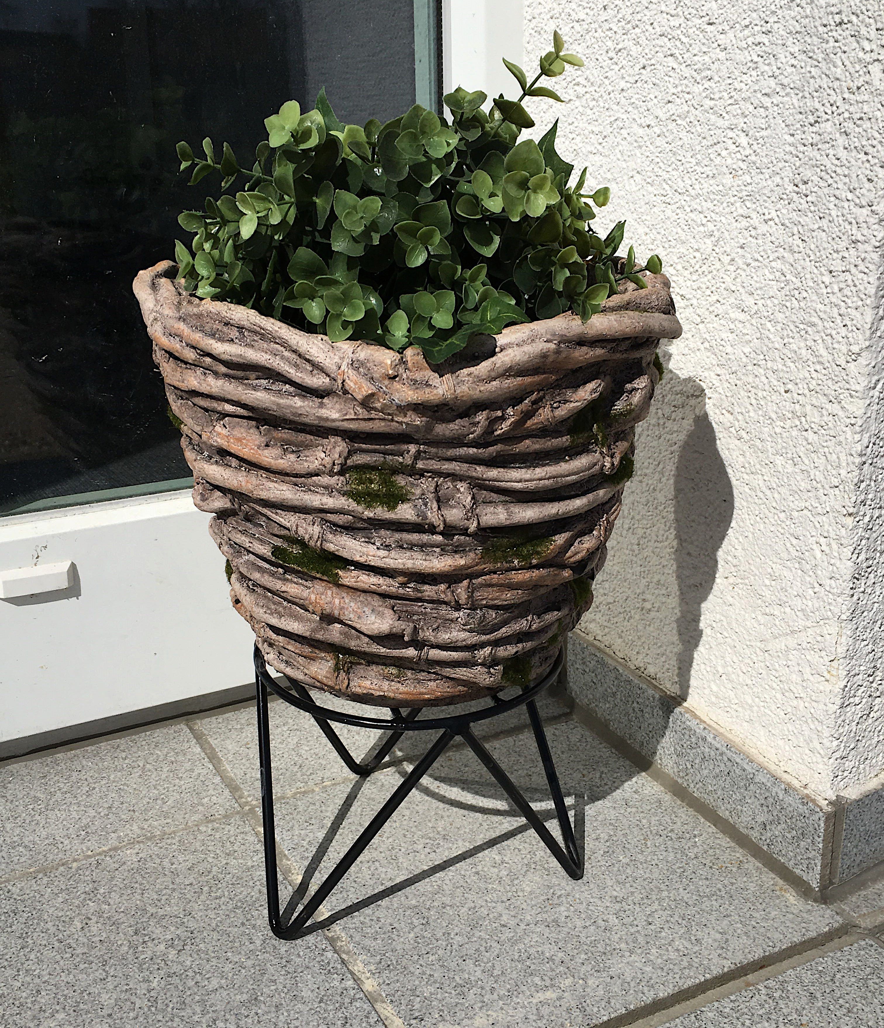MystiCalls Blumentopf Pflanzschale mit Metallständer - Garten Dekoration Blumentopf (1 St), Wetterfest