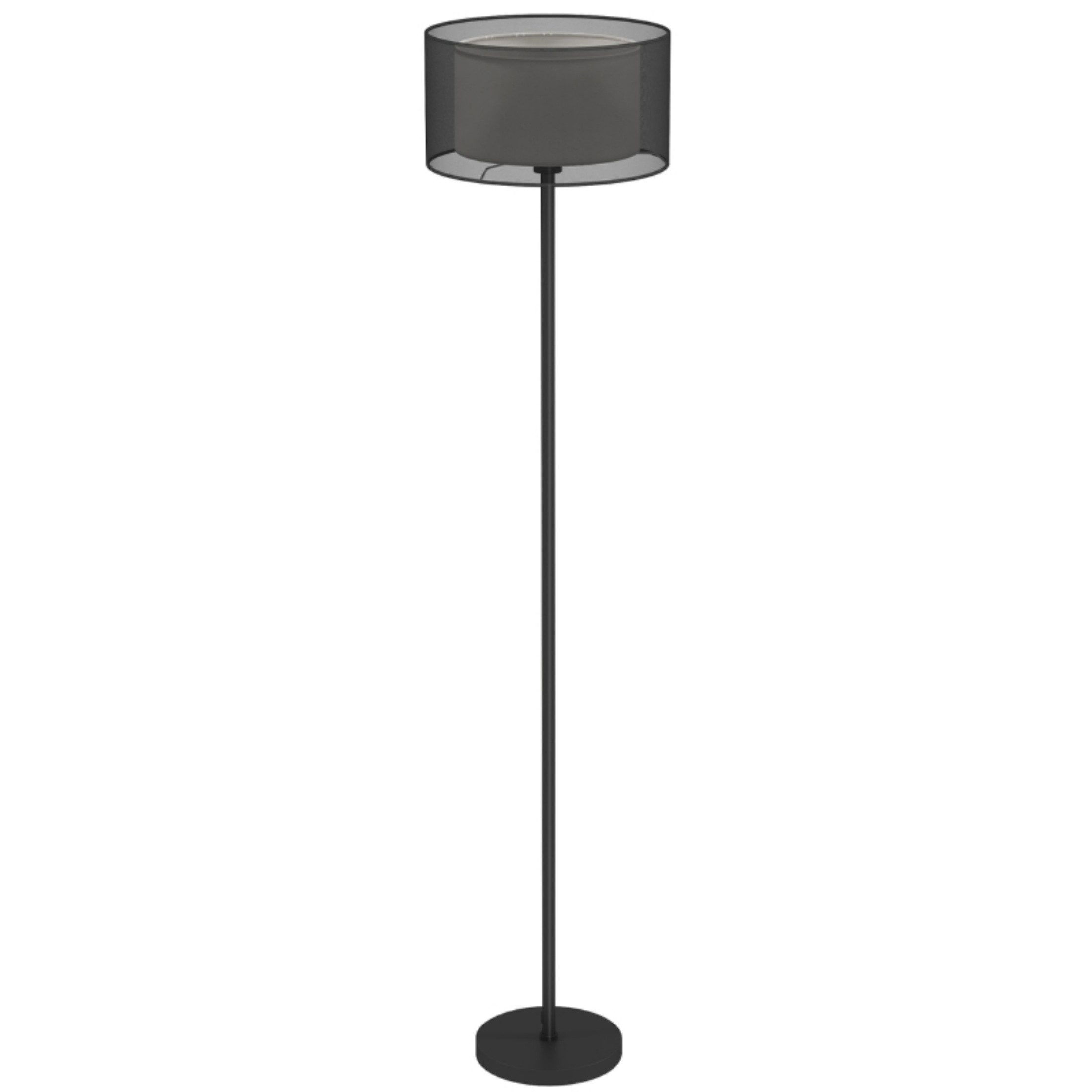Blossom LED Stehlampe Stehleuchte mit E27 Fassung, mit zweifarbigem Stoff-Lampenschirm, Fußschalter, Standlampe für Wohnzimmer und Schlafzimmer, Schwarz