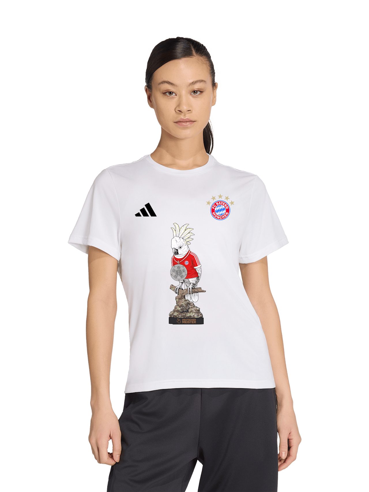 adidas Performance T-Shirt FC Bayern München, T-Shirt Deutscher Meister 2026, Damen, Weiß