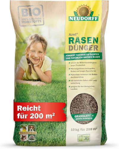 Neudorff Rasendünger Azet Bio Rasen Dünger, 10 kg, BIO 100% natürliche Rohstoffe