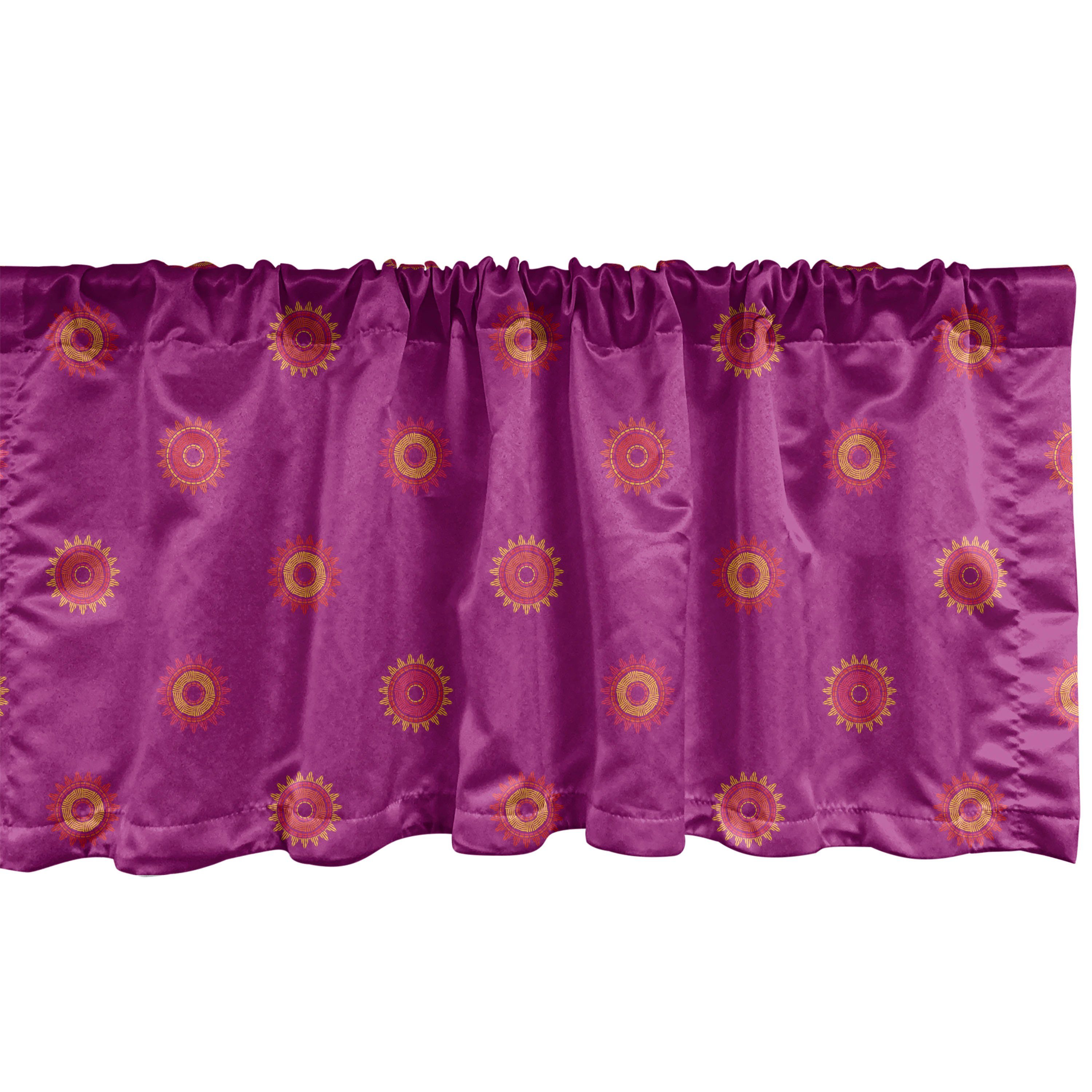 Scheibengardine Vorhang Volant für Küche Schlafzimmer Dekor mit Stangentasche, Abakuhaus, Microfaser, Sonne nostalgische Sonnen