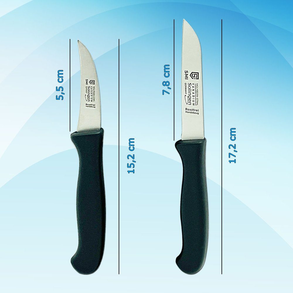 SMI Obstmesser 2 Stück Schälmesser Solingen Gemüsemesser Obstmesser gebogen / gerade – Bild 2 von 5
