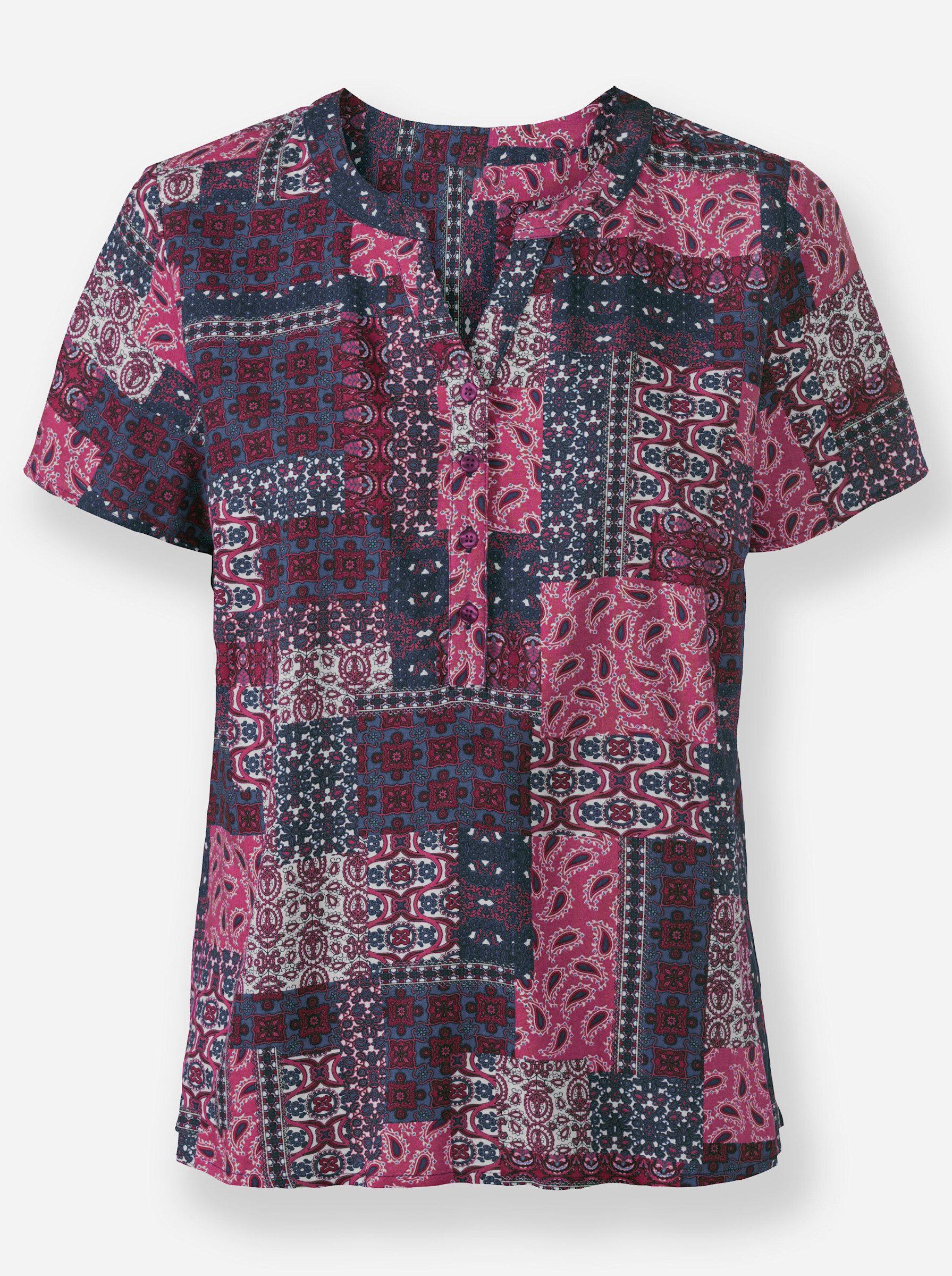 Klassische Bluse Druckbluse Kurzarm