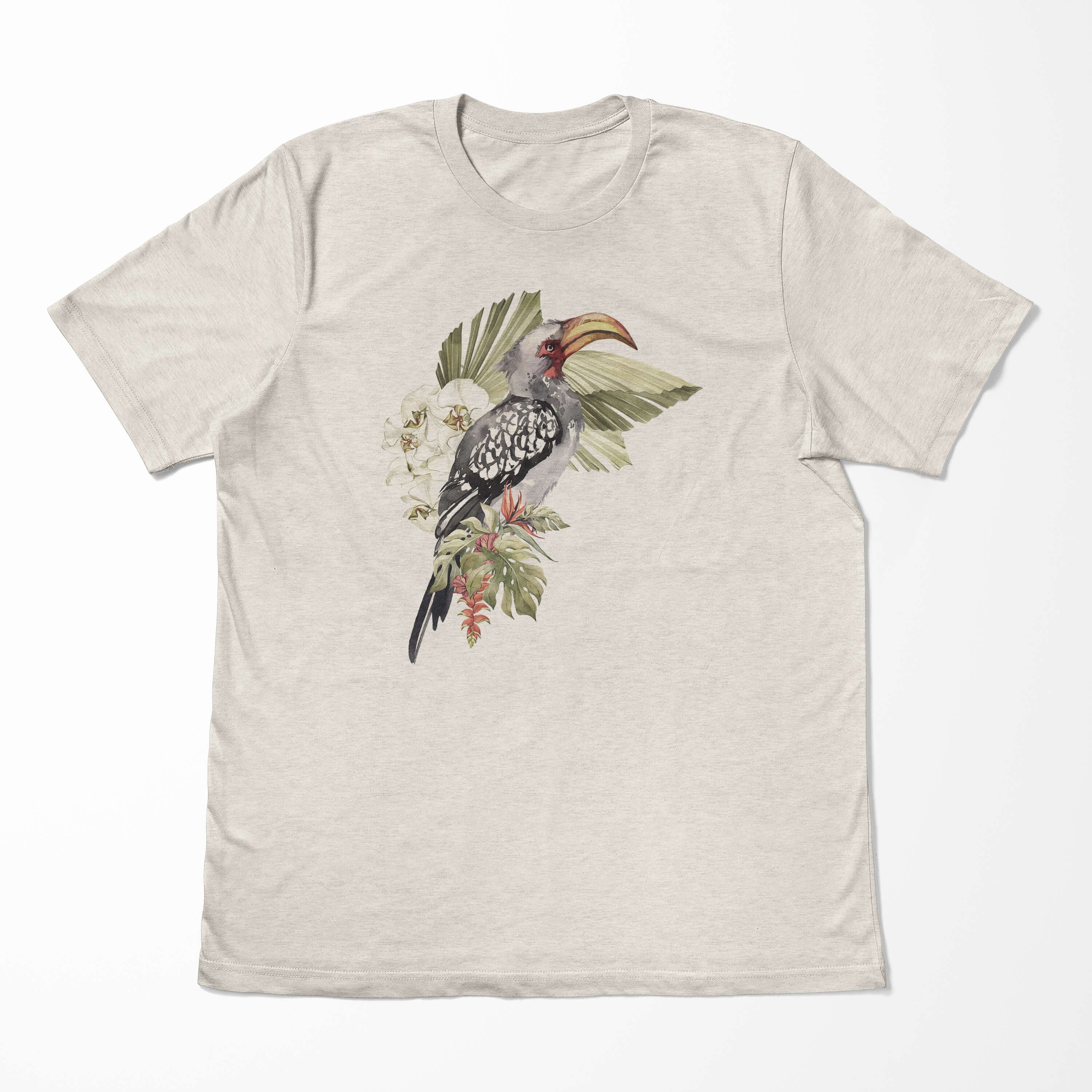 Art Shirt Nashornvogel Sinus Herren Aquarell T-Shirt (1-tlg) Organic Nachhaltig Motiv Ökomode Bio-Baumwolle Farbe T-Shirt