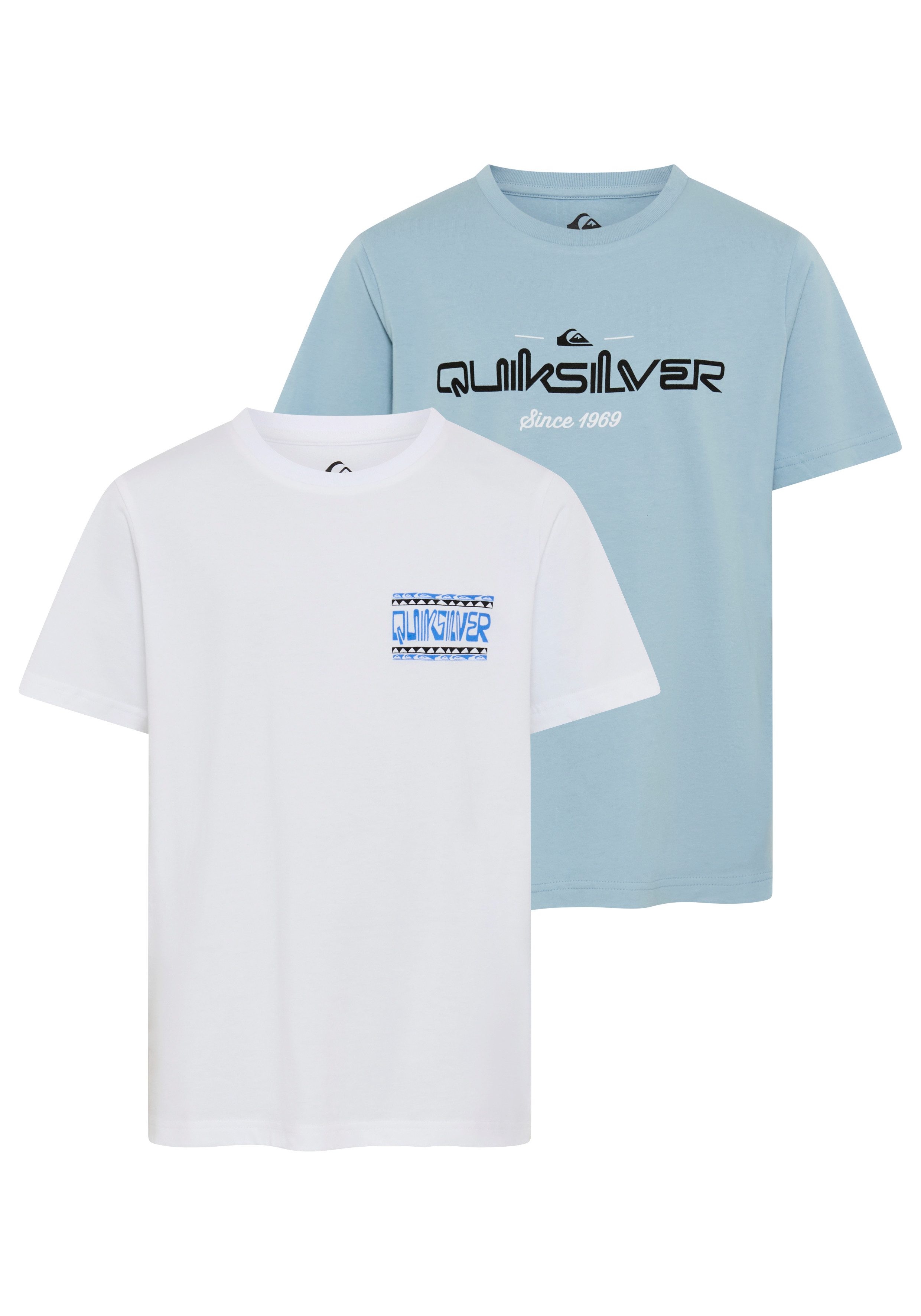 Quiksilver T-Shirt WRAP FRAM CRAZY SESHORT SLEEVE SHORT SLEEVE PAK Y (2-tlg) Kurzarm, 2er-Pack, aus Baumwolle, Jersey-Material, sportliche Passform