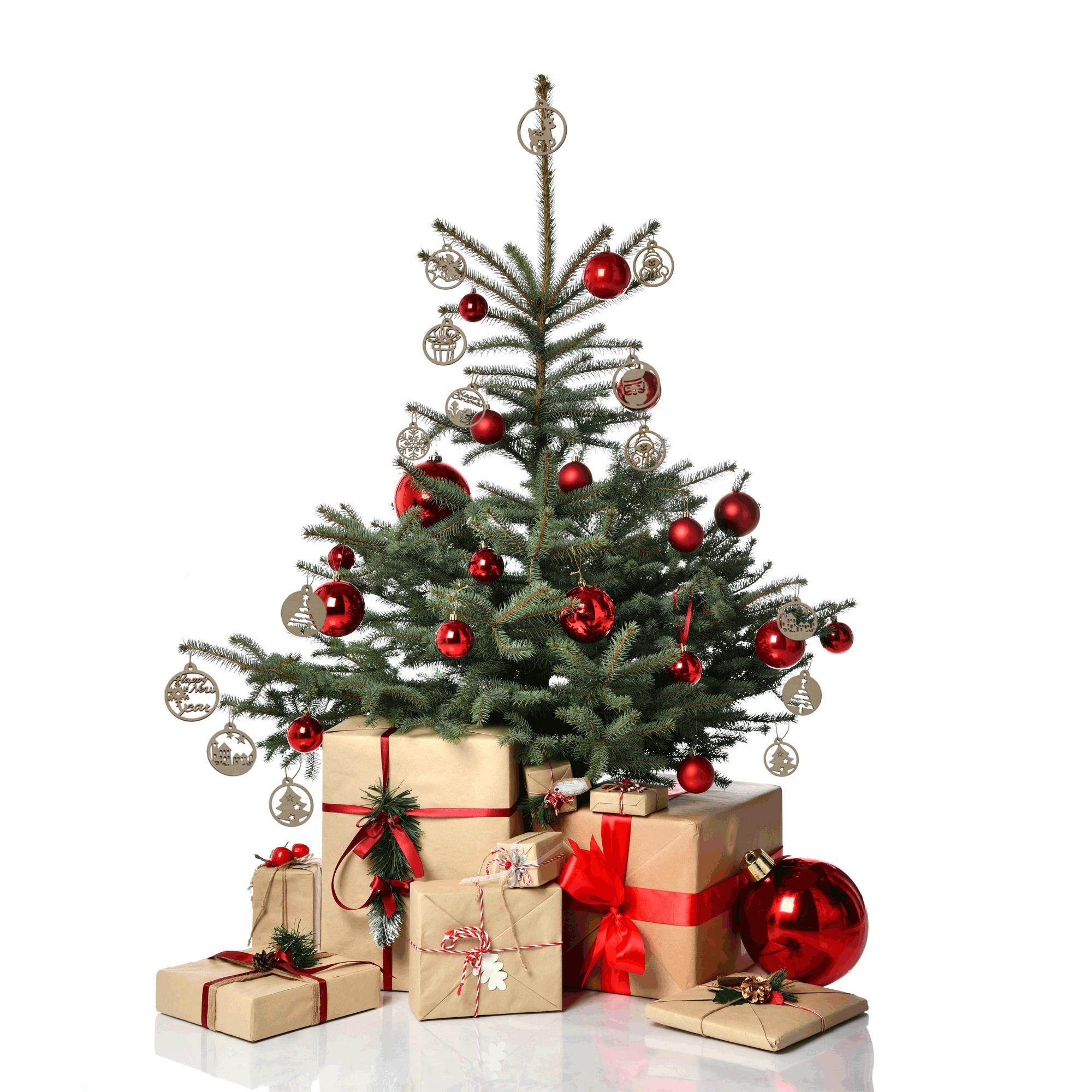 verschiedene UNUS Weihnachtsanhänger HOME Holz 12er Design Weihnachtsbaumkugel Weihnachtsbaumschmuck Set, Weihnachtsanhänger Christbaumschmuck