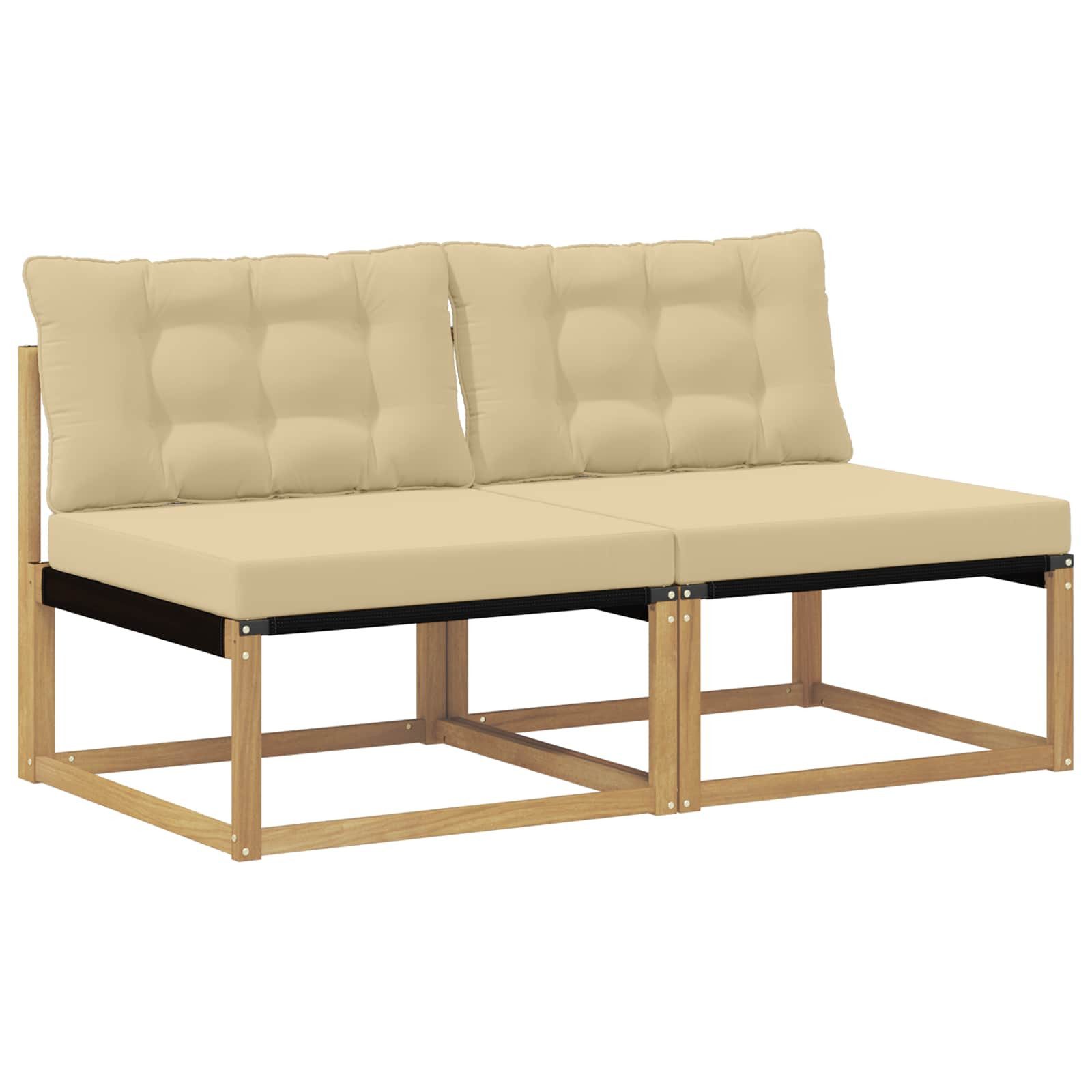 vidaXL Sofaelement Outdoor Mittelsofa Massives nholz und Textilene Weiß