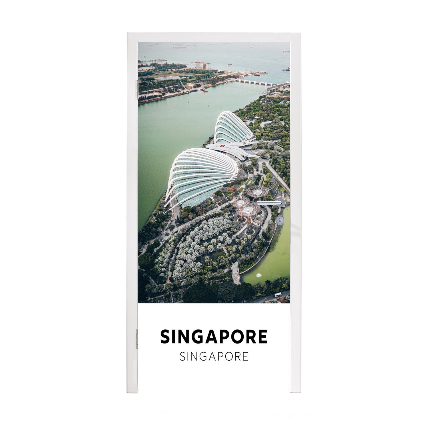 MuchoWow Türtapete Singapur - Hafen - Architektur, Matt, bedruckt, (1 St), Fototapete für Tür, Türaufkleber, 75x205 cm
