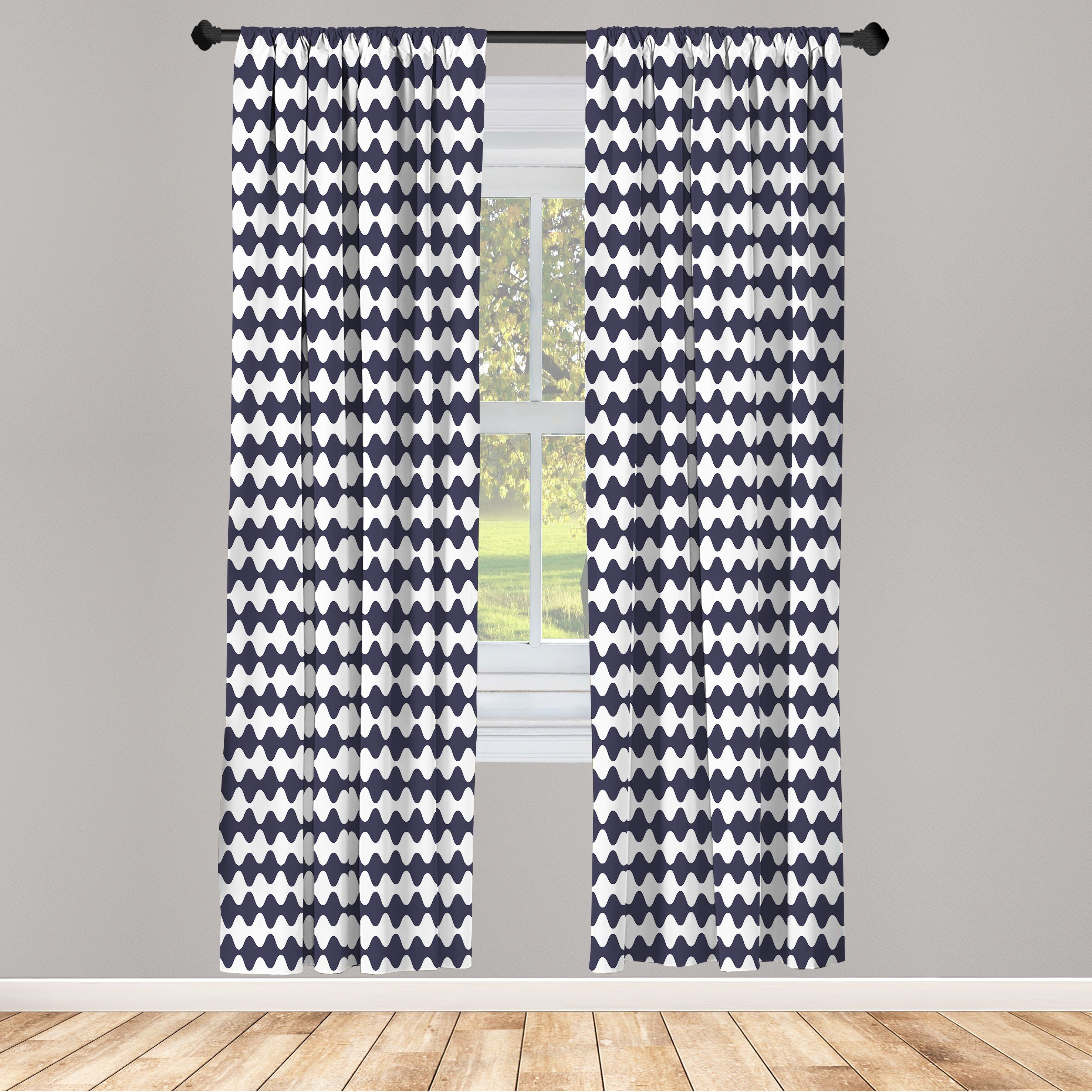 Gardine Vorhang für Wohnzimmer Schlafzimmer Dekor, Abakuhaus, Microfaser, gewellte Streifen Einfaches Abstraktes Motiv | Fertiggardinen