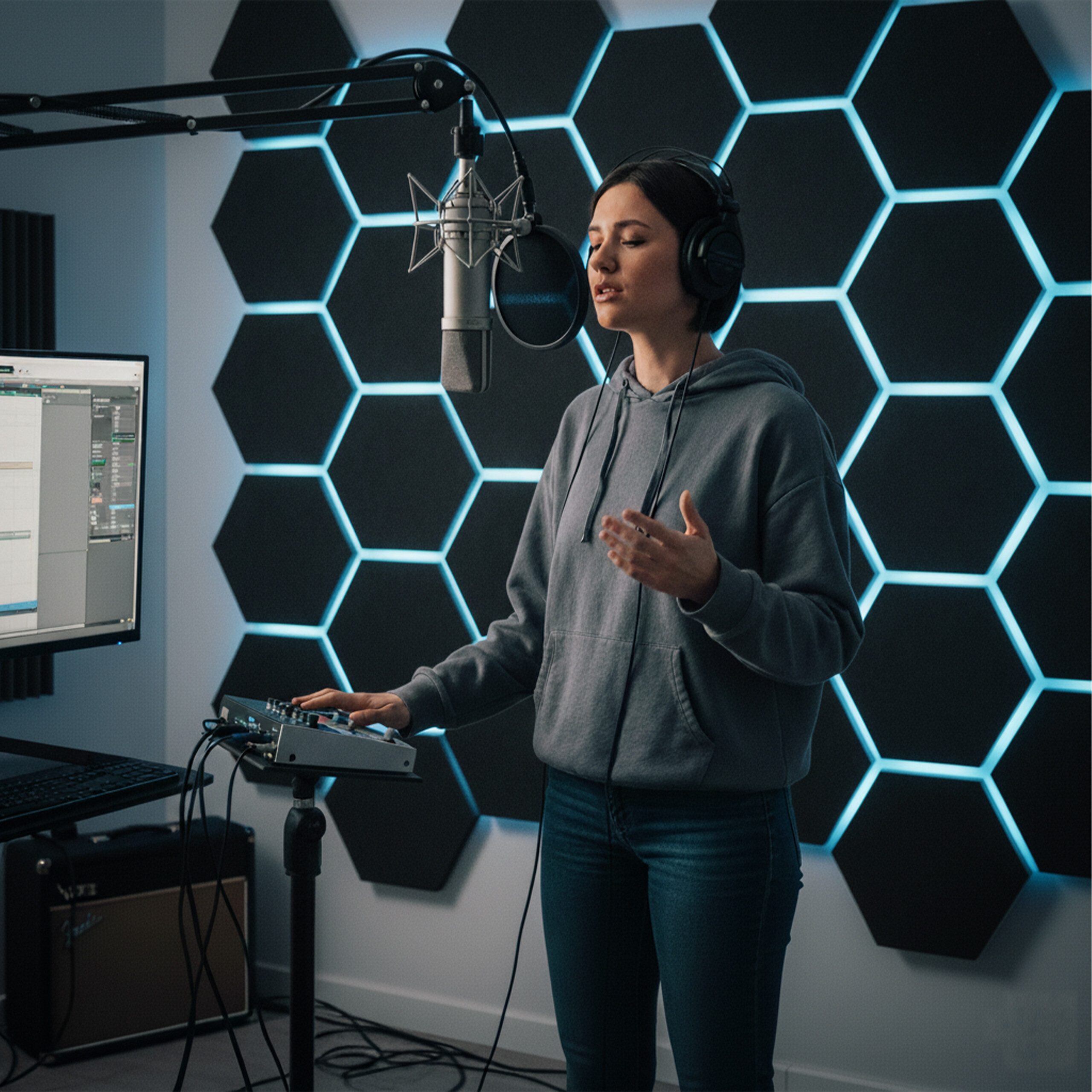 relaxdays Akustikplatte Hexagon Akustikplatten Set selbstklebend, (18-St), günstig online kaufen