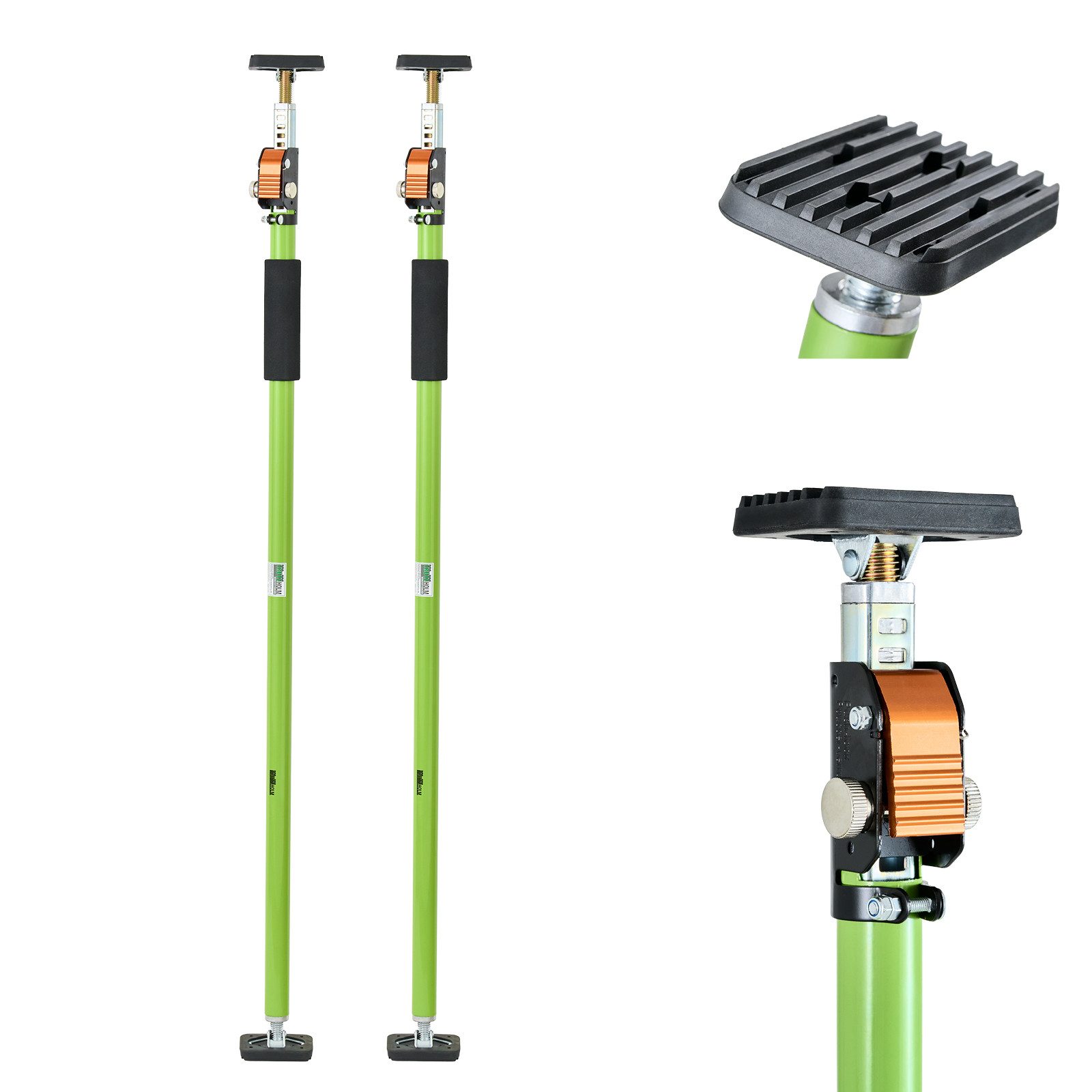 TRUTZHOLM Montageklemme 2x Einhandstütze 110–203 cm Teleskopstütze 60 kg höhenverstellbar, B: 8.5 cm, L: 203 cm, (Stück, 2-tlg., bis 203cm), materialschonend
