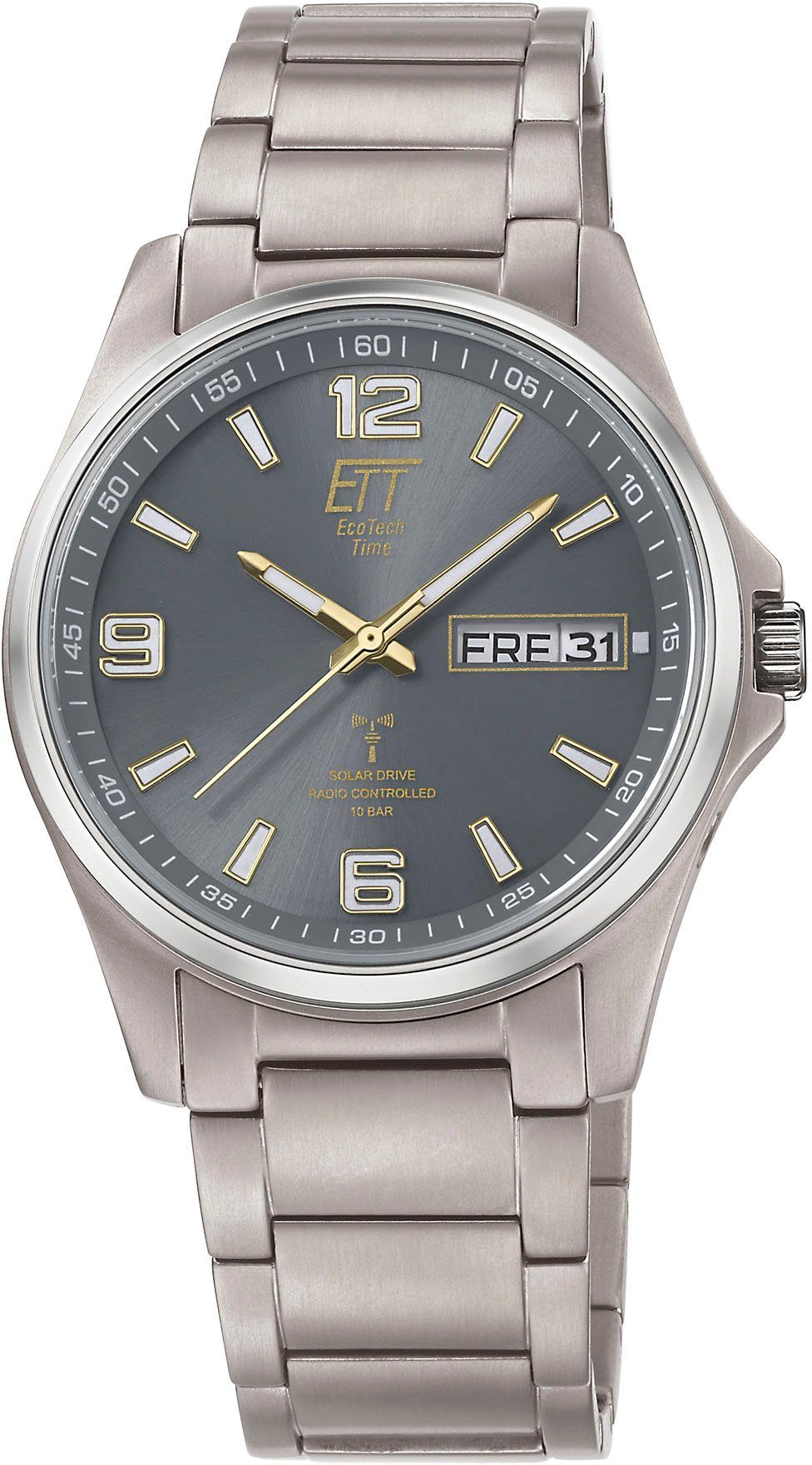 ETT Funkuhr Everest, EGT-11601-21M, Armbanduhr, Herrenuhr, Datum, Solar