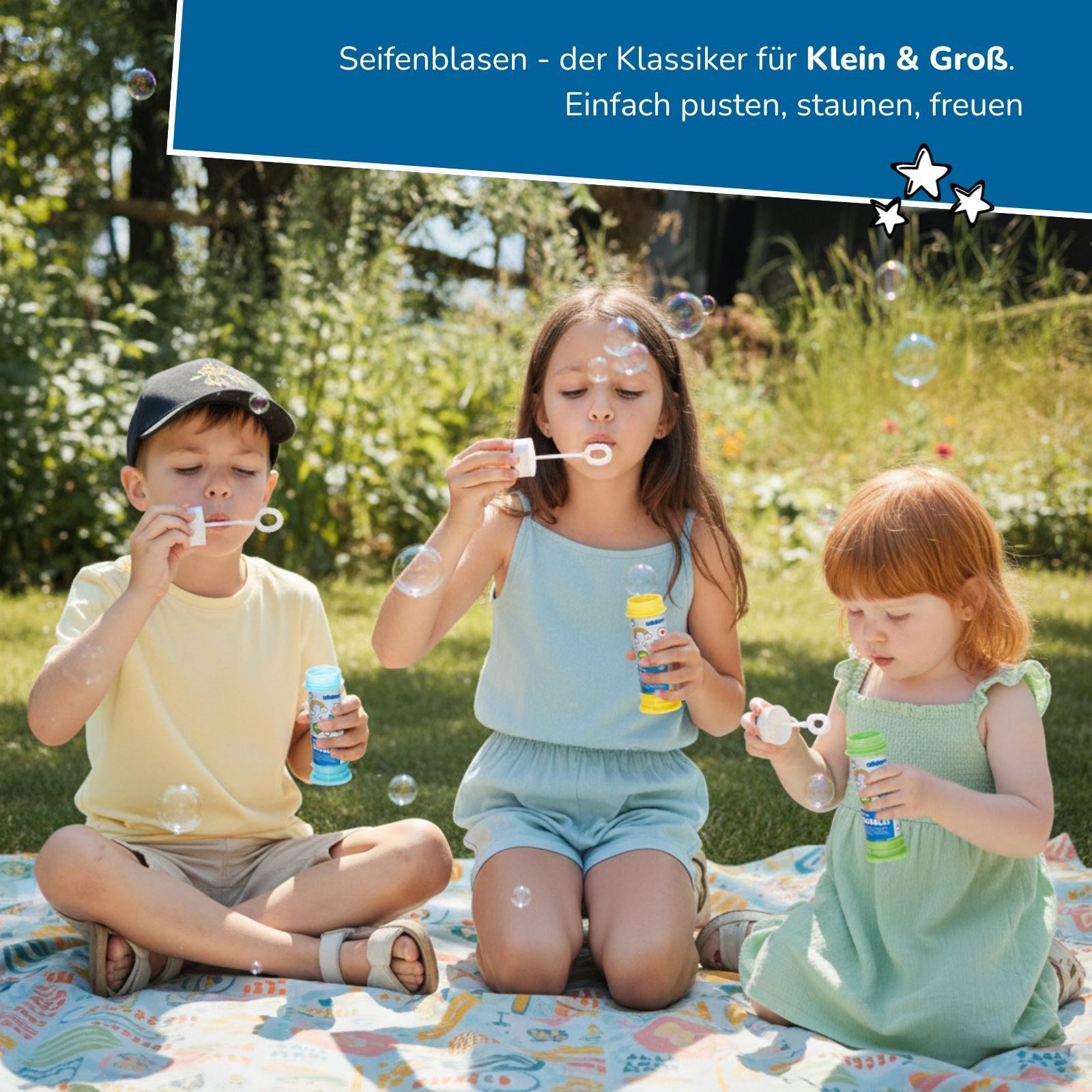 alldoro Seifenblasenstab 36er Seifenblasen-Set, Seifenblasenstäbe mit Murmelspiel im Deckel, Bubbles für Party, Kindergeburtstag, Hochzeit & Mitgebsel ab 3 Jahren