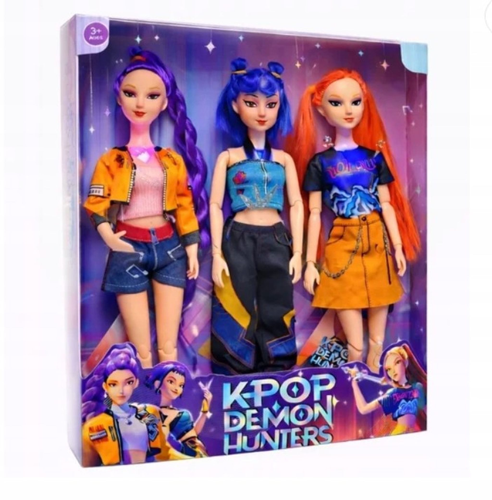 Babypuppe K-Pop Demon Hunters Puppen Set 3 Figuren Musik Licht 30 cm
