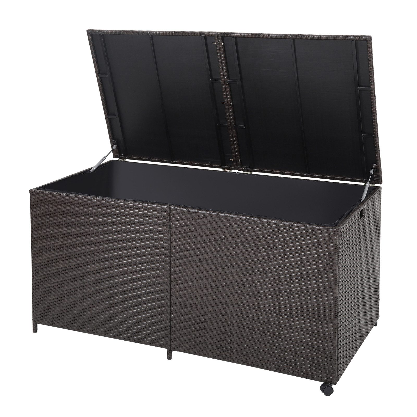 COSTWAY Auflagenbox 662L, wasserdicht, Rattan, mit Rollen, Gartenbox groß