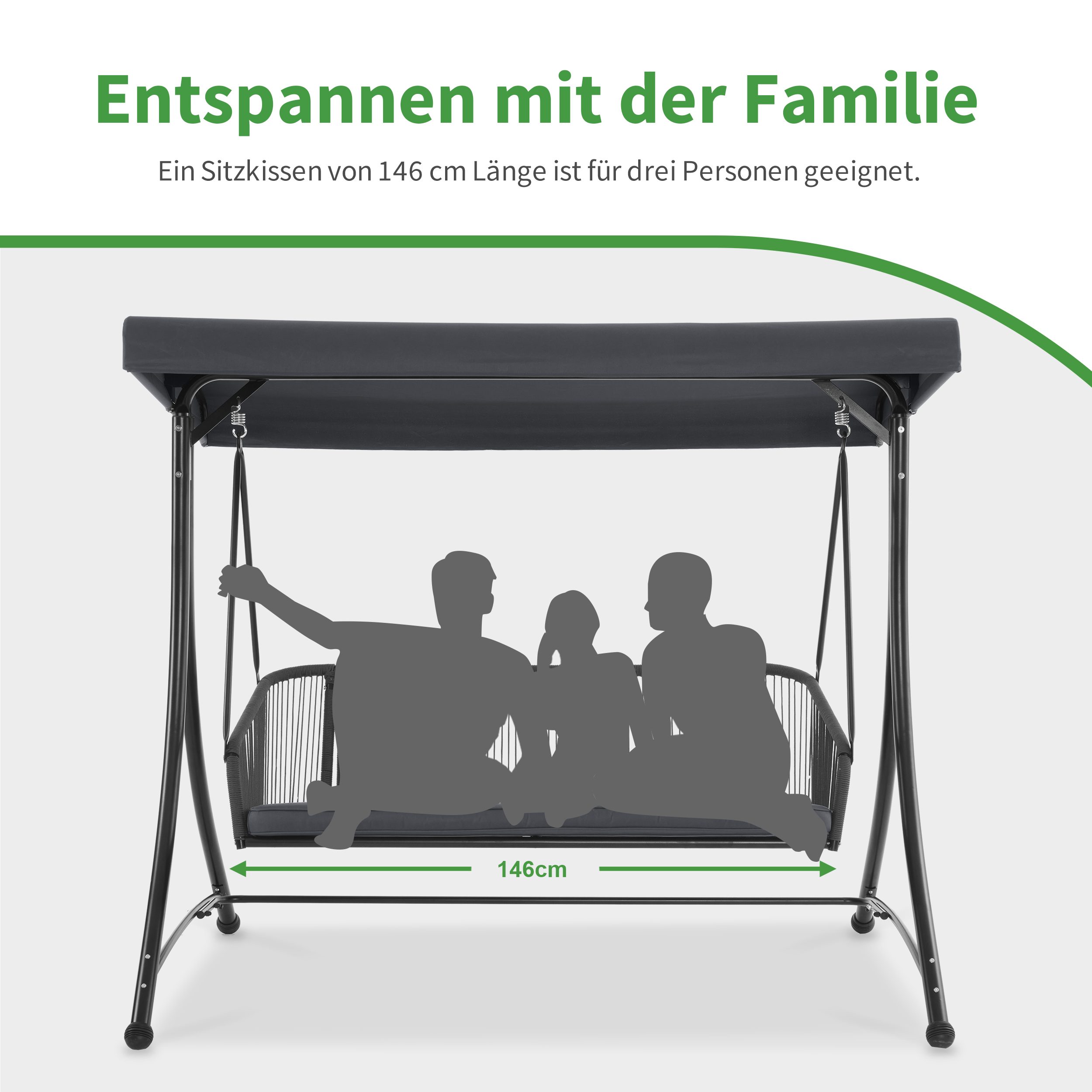 MCombo Hollywoodschaukel M MCombo 3-Sitzer Hollywoodschaukel, Gartenschaukel 8026, 3,00-Sitzer, 128 cm(T) x 201 cm(B) x 172 cm(H)