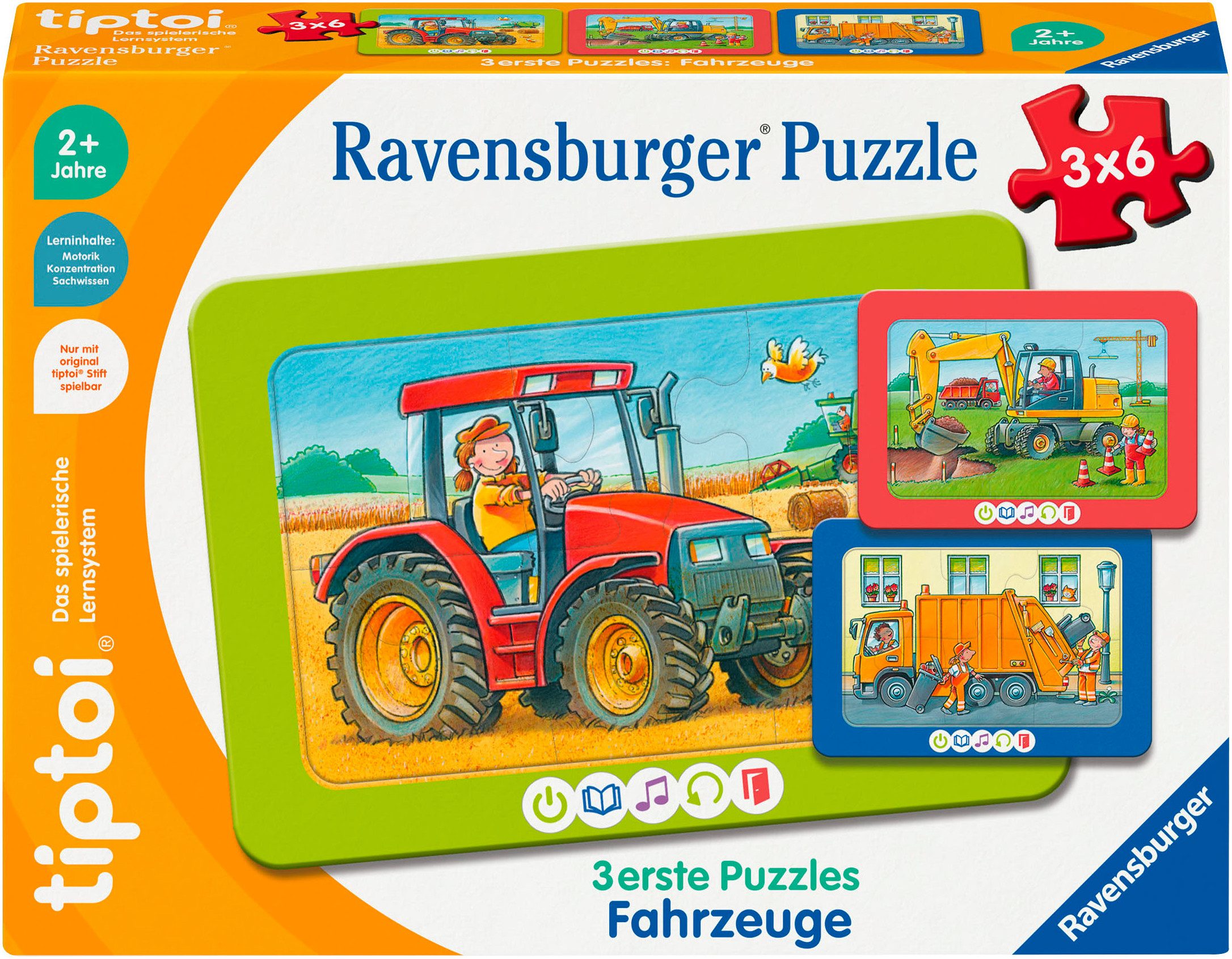 Ravensburger Puzzle tiptoi® 3 erste Puzzles: Fahrzeuge, 12 Puzzleteile, Mad günstig online kaufen