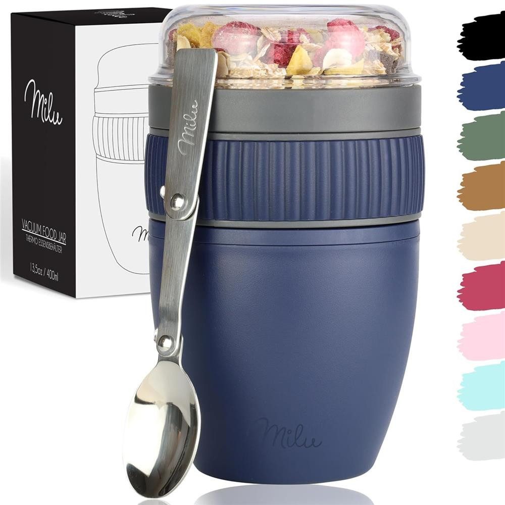 Milu Müslibox Milu Müslibecher To Go Kunststoff 400 ml, auslaufsicher, Müslimax Set