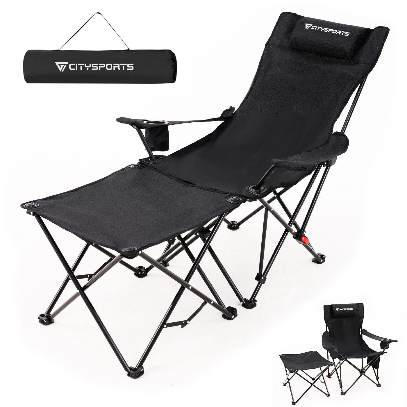 CITYSPORTS Campingstuhl Faltbar mit Fußablage, Abnehmbare Strandstuhl günstig online kaufen