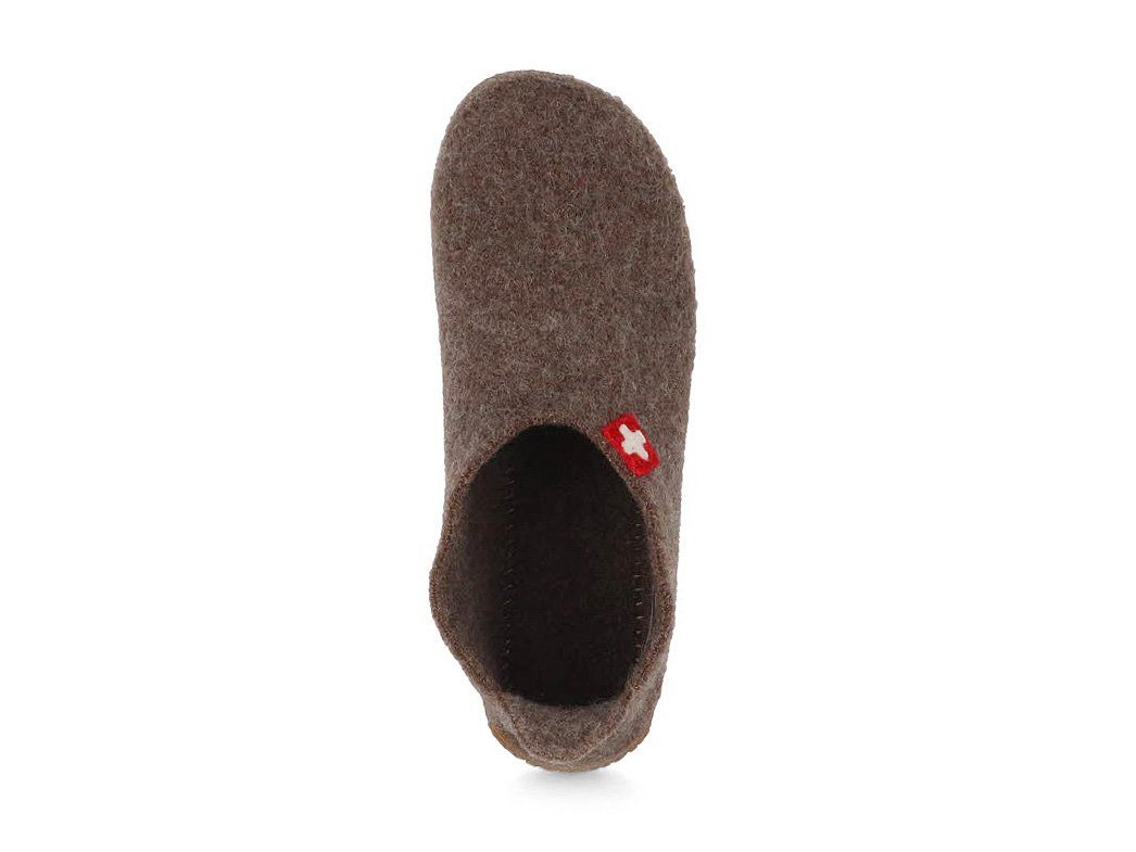 Hausschuhe, hellbraun, Gummisohle, Kitzbühel Winterschuhe Slipper Hausschuh reine Kreuz Living Schweizer rutschhemmende Schurwolle,