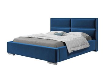 Beautysofa Polsterbett Duo (Doppelbett aus Velourstoff, mit große Bettkasten, gelb / schwarz / blau / grün / grau / rosa), mit Metallrahmen und Gaszylinder