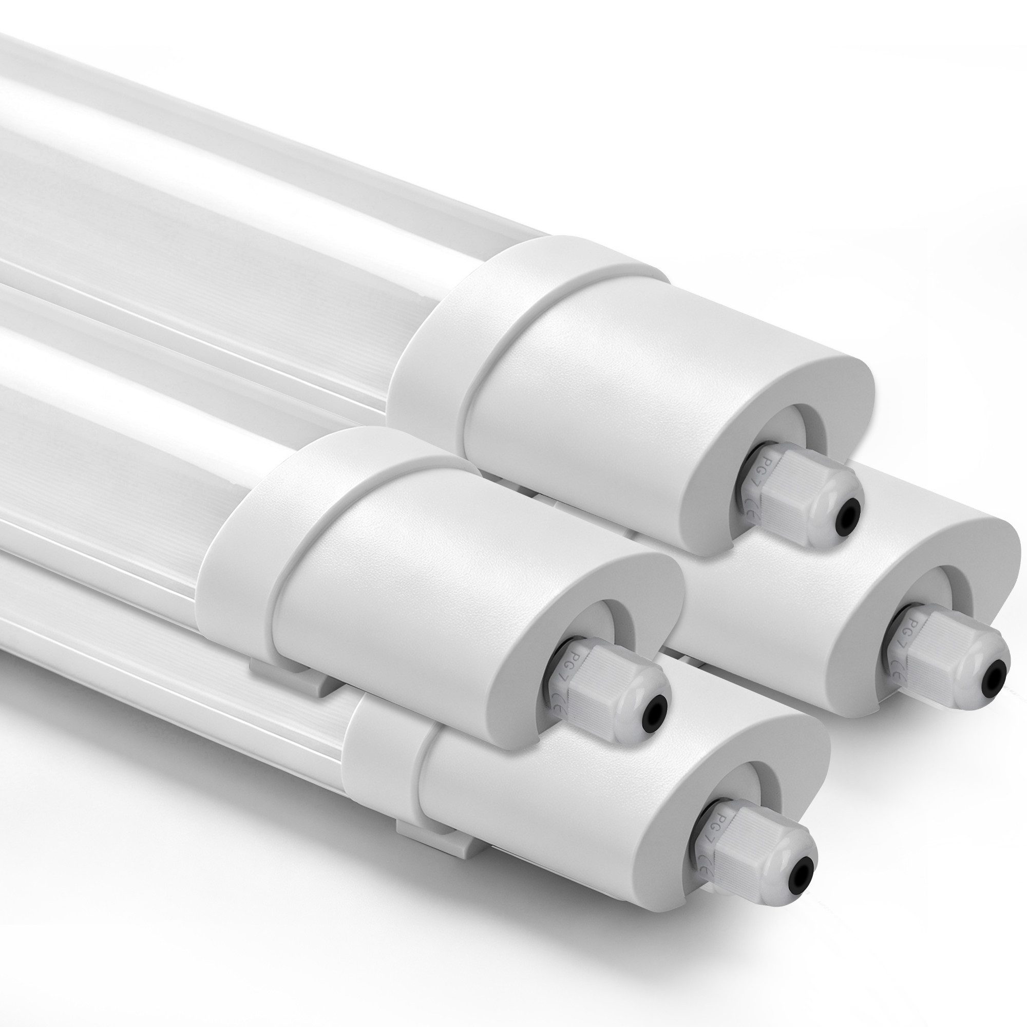 Lujasi LED Deckenleuchte 4er Pack LED Feuchtraumleuchte 90cm 24W - Feuchtraum Wannenleuchte, flimmerfrei, LED fest integriert, Neutralweiß, LED Röhre für Kellerlampe, Werkstattlampe, Küchenlampe, Badlampe
