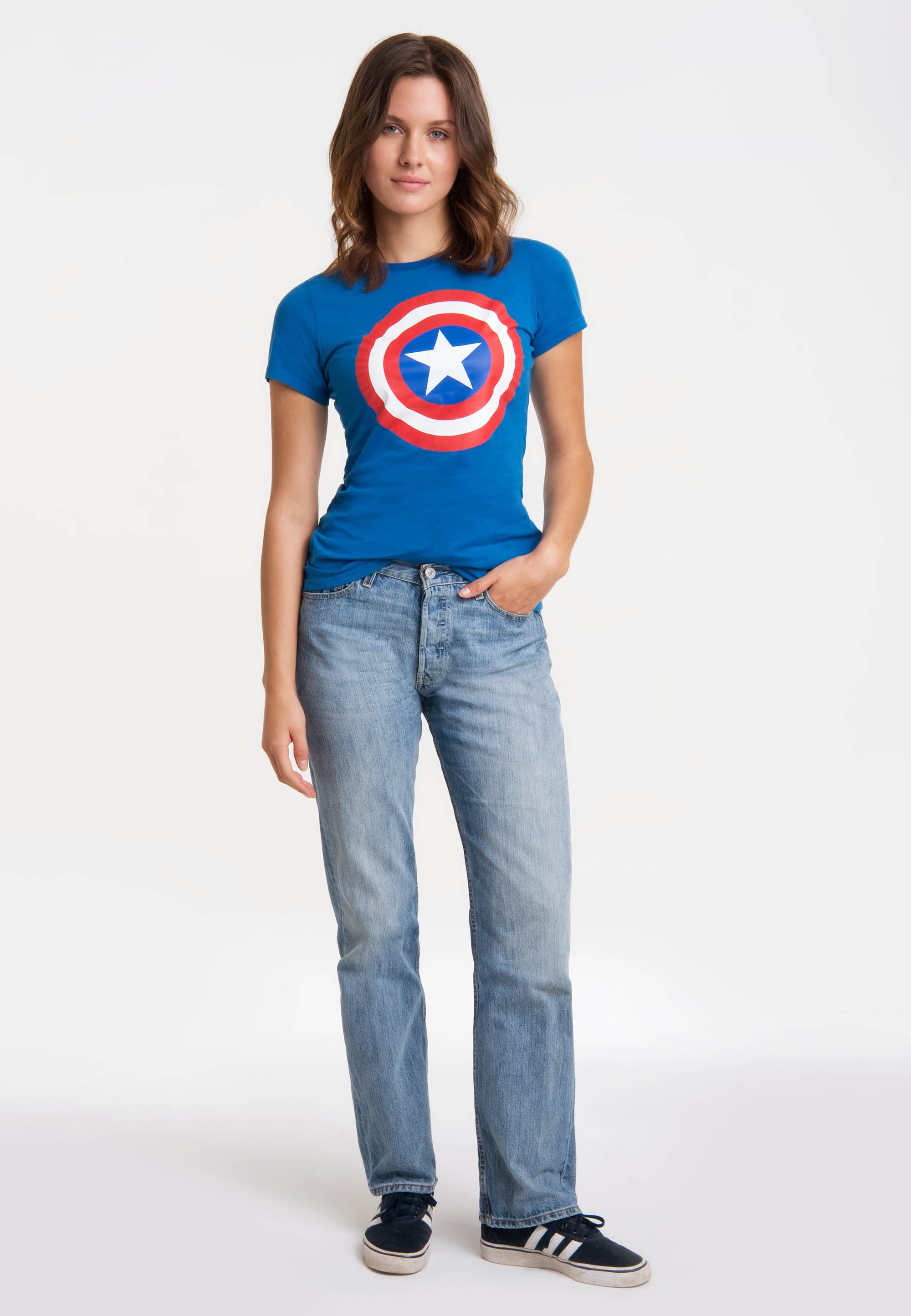 LOGOSHIRT T-Shirt Print Marvel Comics Captain America mit lizenzierten Print – Bild 2 von 5