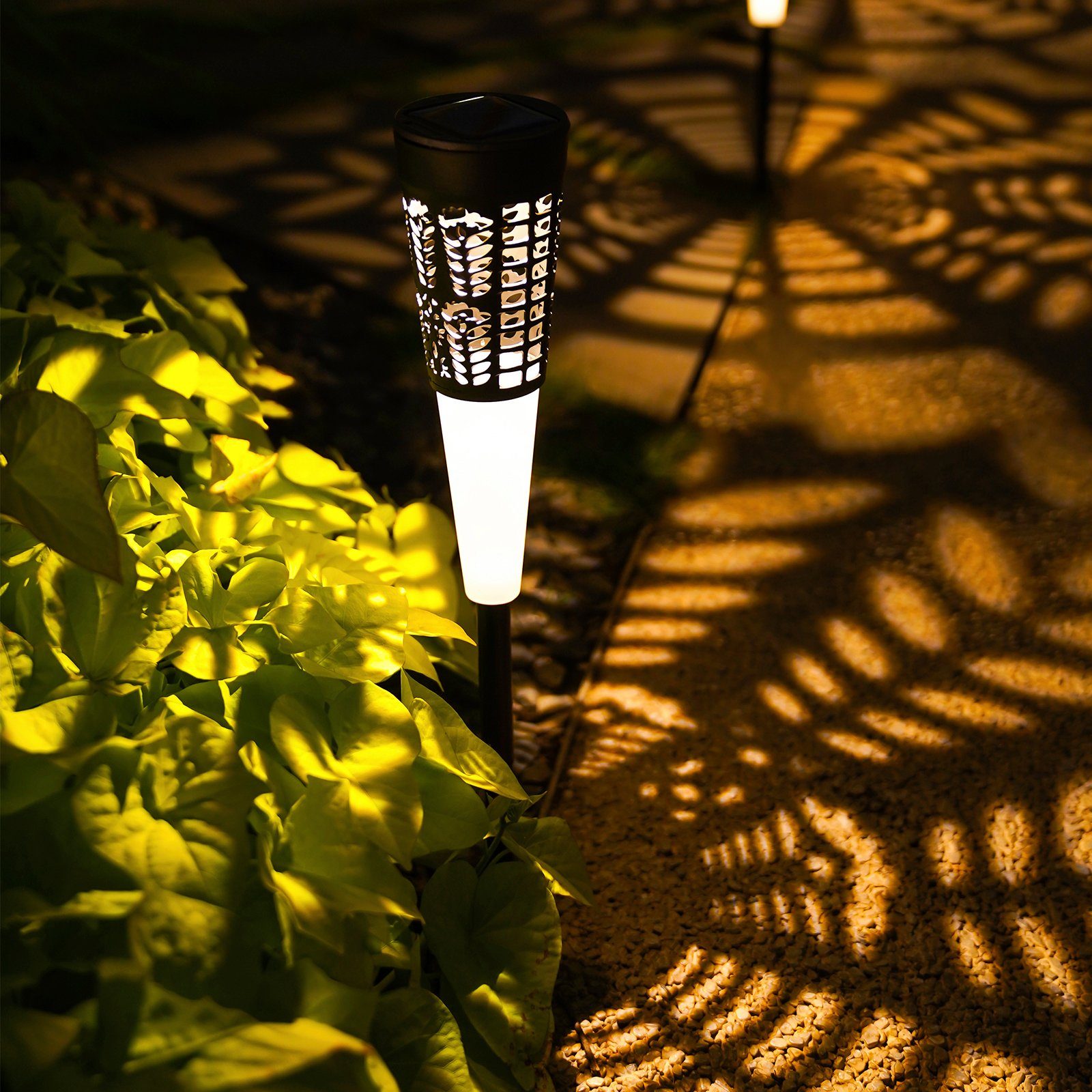 Rosnek LED Gartenleuchte 4 Deko für wasserdicht, Stück, Warmweiß, Farbwechsel/Warmweiß, Rasen, Solar, Gartenweg Landschaft RGB, Hinterhof