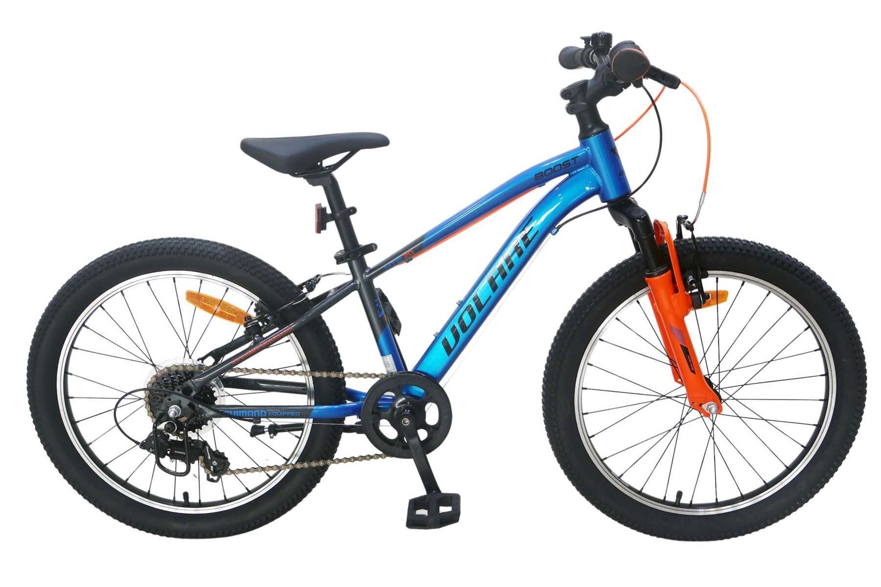 Volare Kinderfahrrad Boost 24 Zoll für Jungen mit 21-Gang Shimano in Blau/Grau, Sportlich, robust, Kinderfahrrad, Shimano Microshifter, Klingel