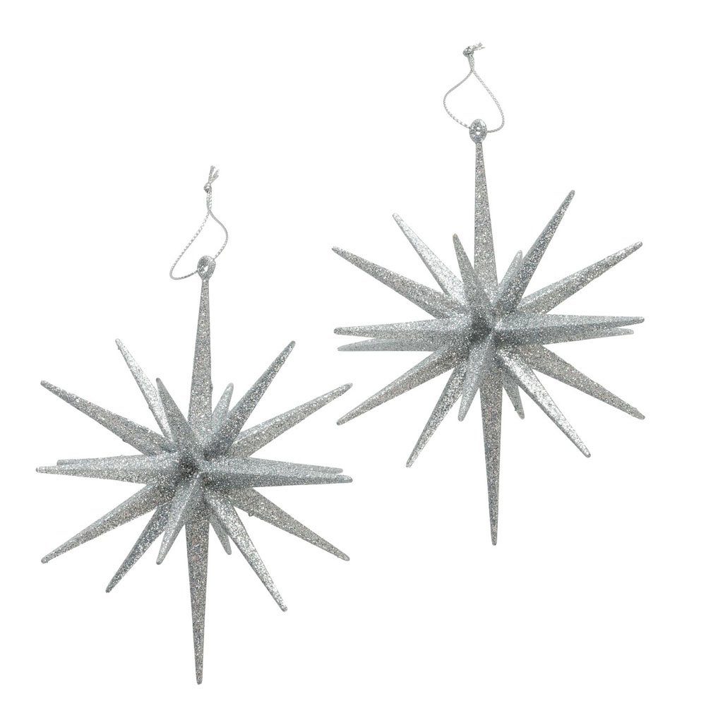 BOLTZE Weihnachtsbaumkugel 2tlg. Anhänger SPARKLING silber mit Glitter