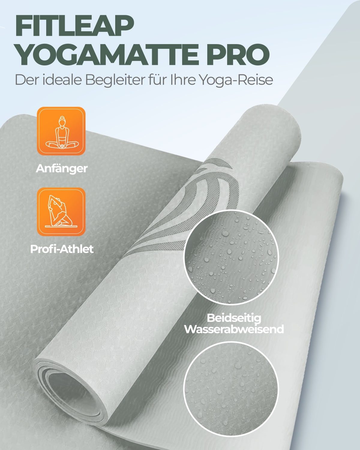 Fitleap Yogamatte aus umweltfreundlichem TPE-Schaum. Sehr rutschfeste, hypoallergene un…