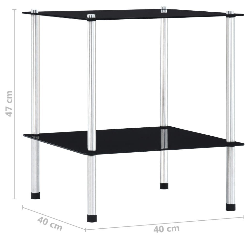 Hartglas, Schwarz 40x40x47 cm 2 Ablagen Regal mit 1-tlg. Bücherregal vidaXL