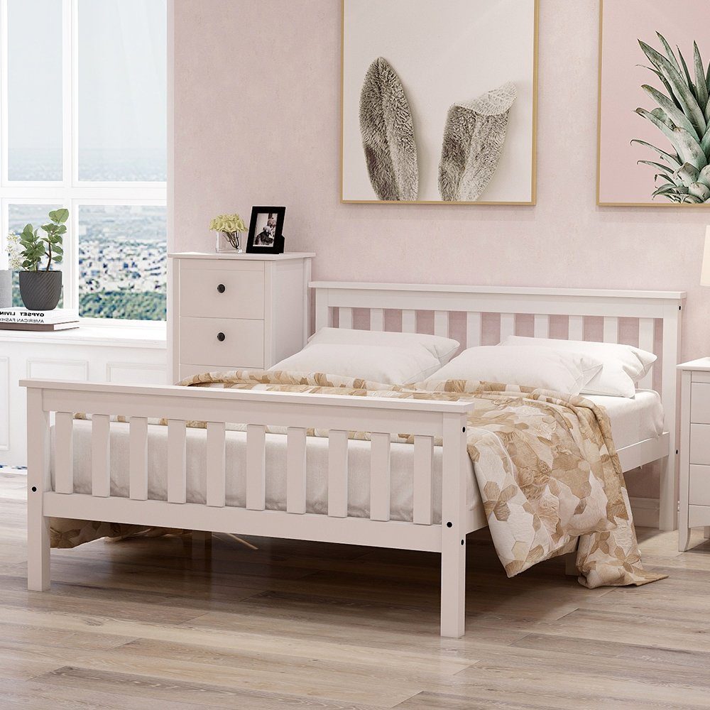 Merax Massivholzbett (Packung), Doppelbett 140x200 cm, Ehebett Bettgestell günstig online kaufen