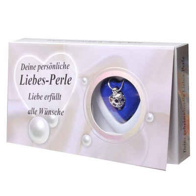 Kremers Schatzkiste Kette mit Anhänger Wunschperle Liebe + Halskette im Geschenkkarton Liebesperle Perle Schmuck Kette